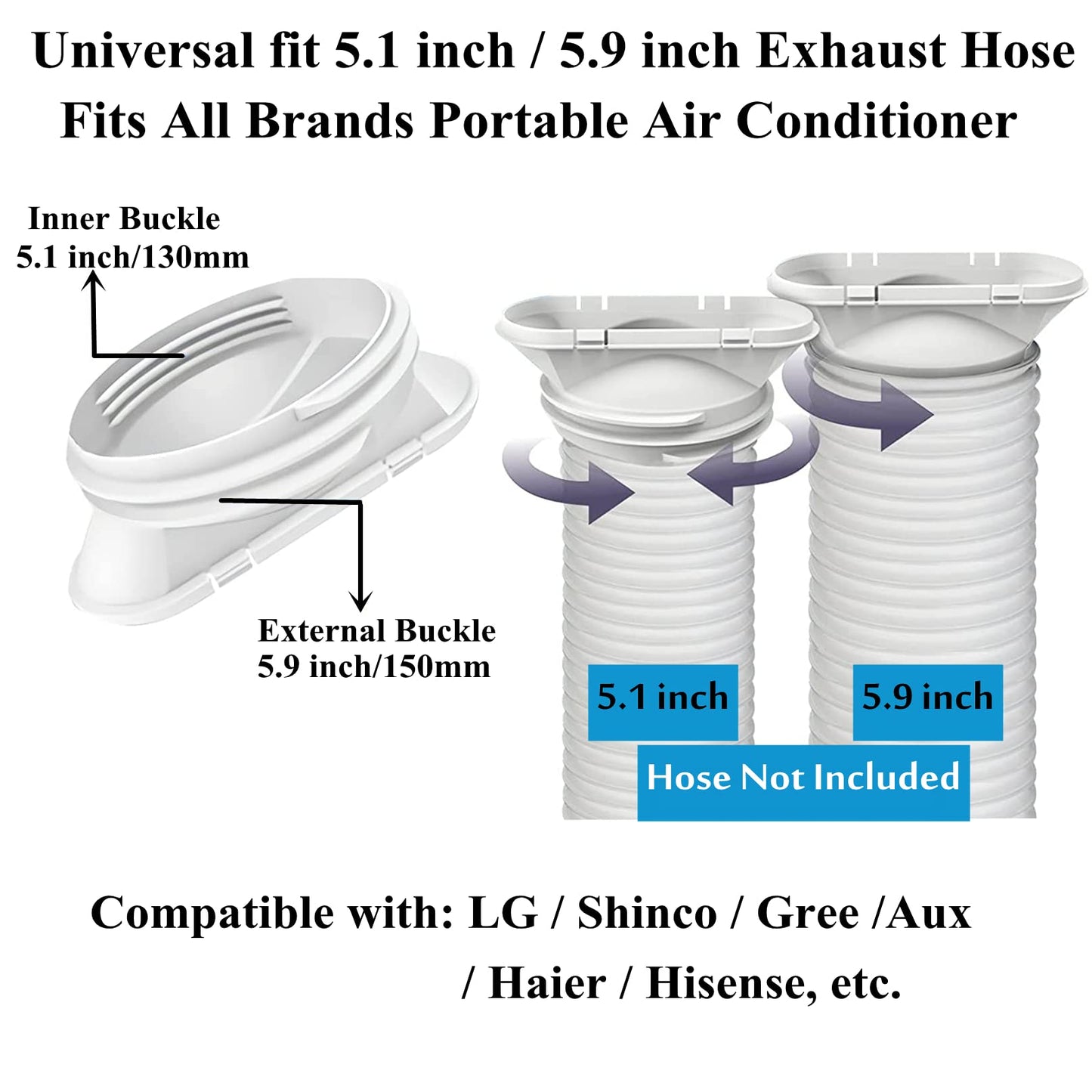 Upgraded Portable Air Conditioner Windows Vent Kit, Universal Window Sealing Plates with 2 in 1 Coupler, Suit for 5.1/5.9In Diameter Air Conditioner Exhaust Hose, Adjustable Length－17”to 61”