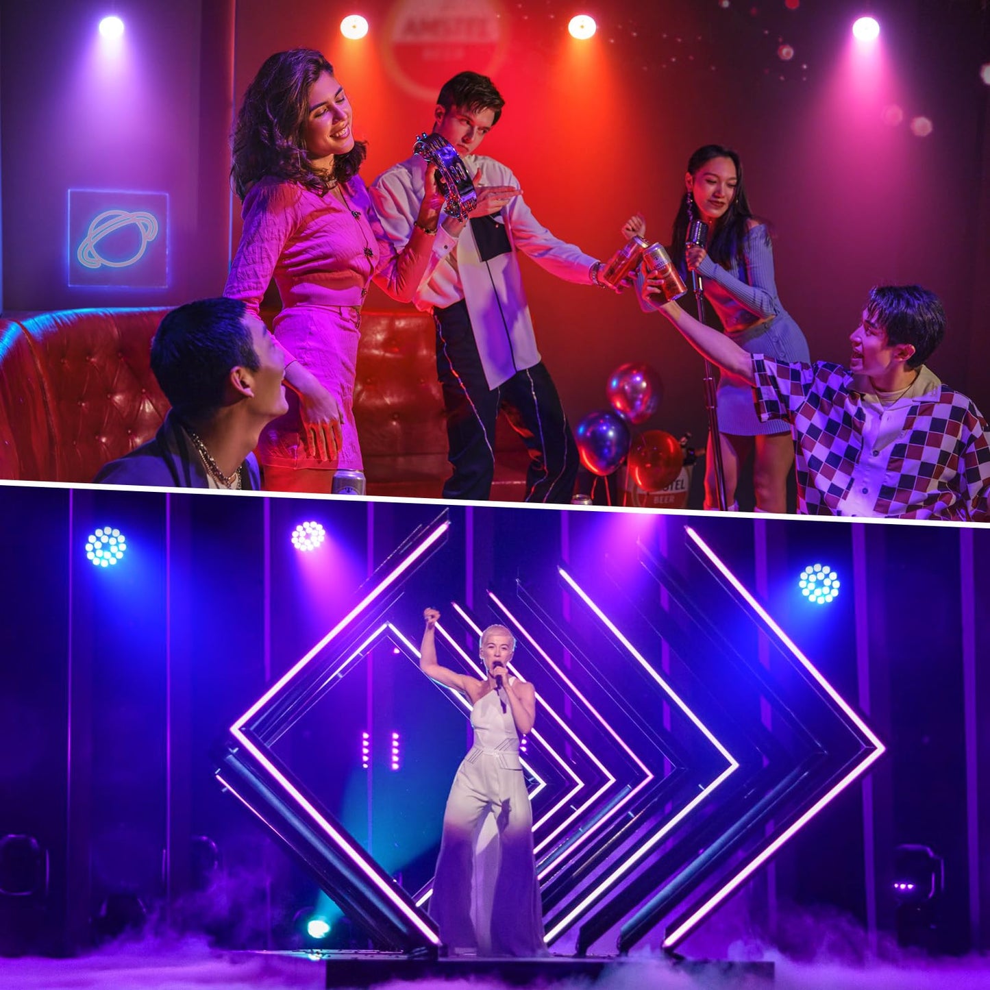 Qajok LED Par Light, Sound Active & DMX Control，DJ Lights, Party Light with Pro RGBW & Strobe Effects for Indoor Stage, Wedding, Church Events