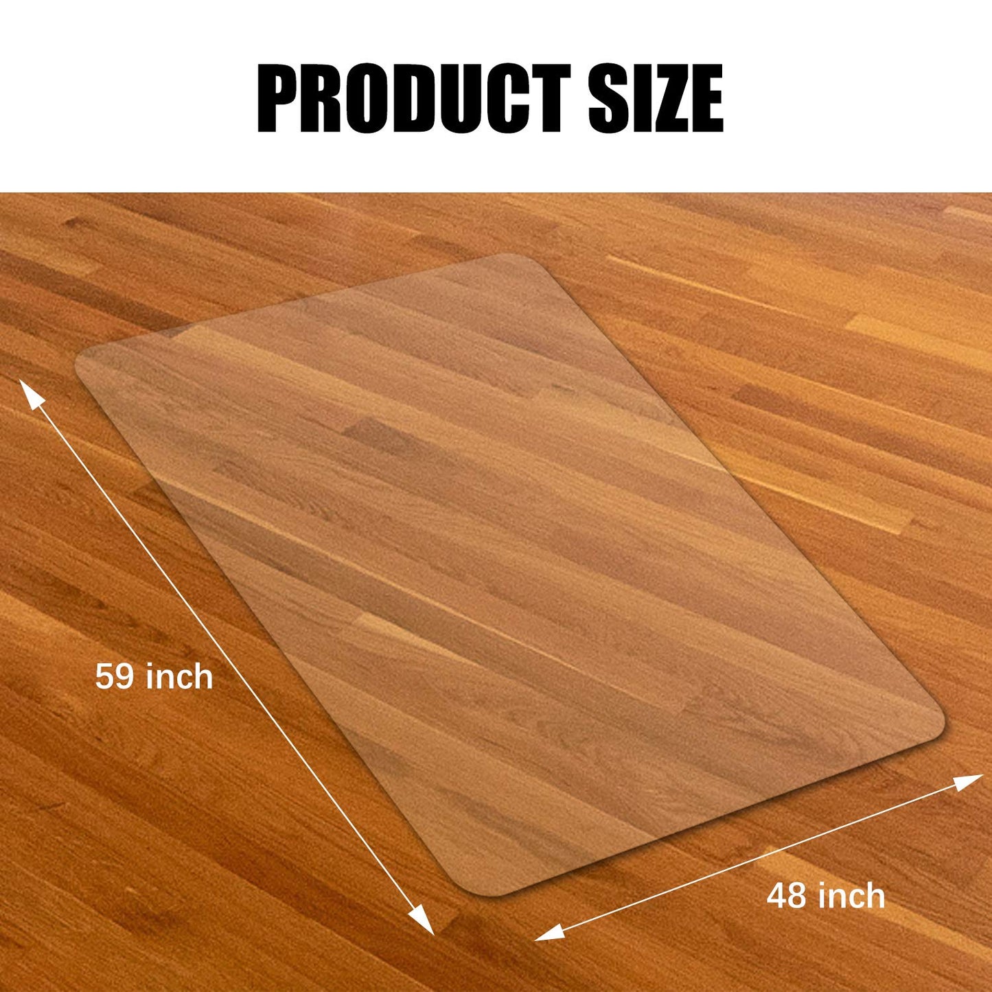 Kuyal Clear Chair Mat, 2MM Thick Hard Floor Use, Transparent Office Home Floor Protector mat Chair mats (48" X 59" Rectangle)