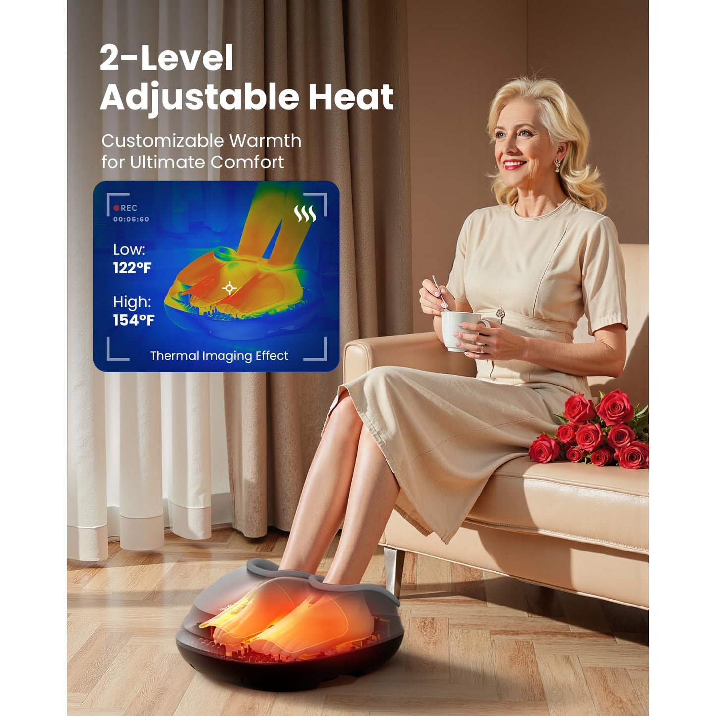 BOB AND BRAD Foot Massager with Heat and Remote, Electric Feet Massager Machine for Men Size 12