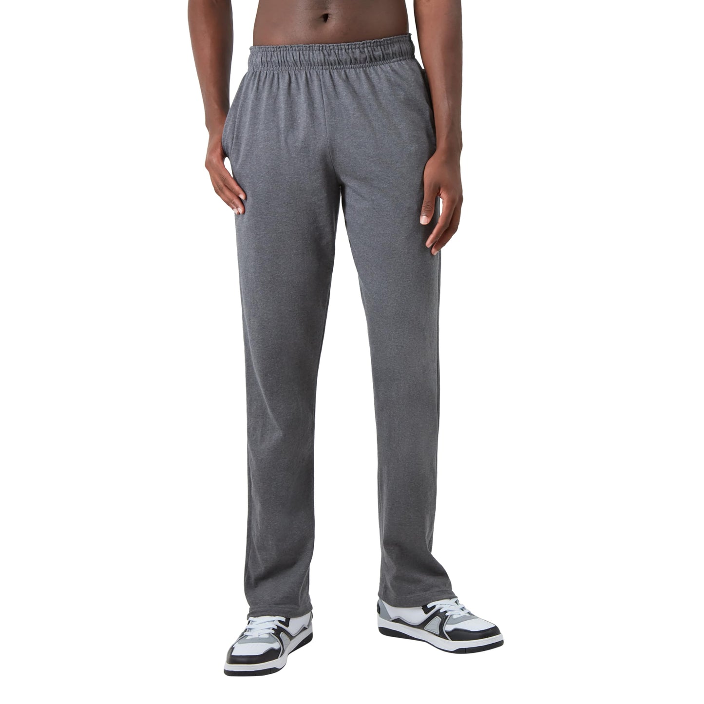 Champion Mens Pants, Everyday Cotton, Lightweight Open-Hem Lounge Pants for Men (Reg. Or Big & Tall) Track Pants, Granite Heather - C Patch Logo, 3X-Large