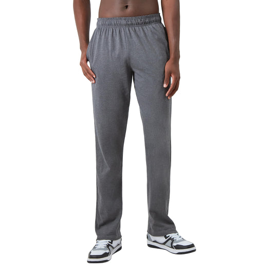 Champion Mens Pants, Everyday Cotton, Lightweight Open-Hem Lounge Pants for Men (Reg. Or Big & Tall) Track Pants, Granite Heather - C Patch Logo, 3X-Large