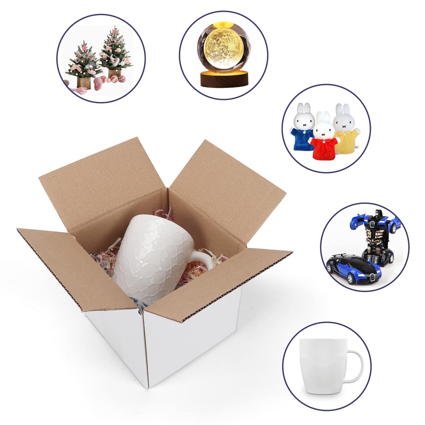SPEPLA 6x6x6 Shipping Boxes for Small Business,40 Pack White Corrugated Cardboard Box for Packaging, Mailing, Storage