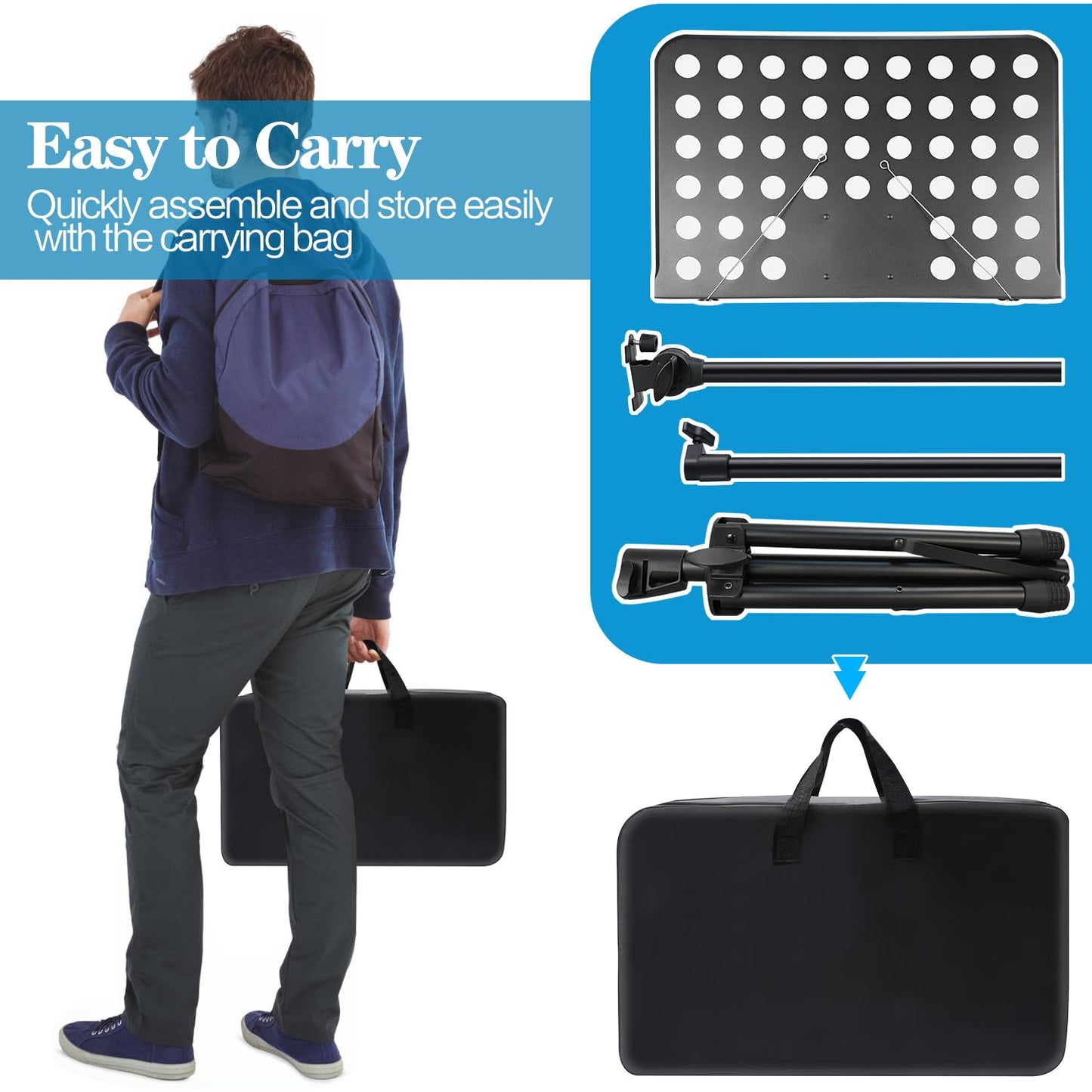 70in Sheet Music Stand, Heightened Music Stand, Adjustable Music Sheet Stand Portable Folding with Carry Bag for Guitar, Ukulele, Violin Players(Higher Version, 1 pack)