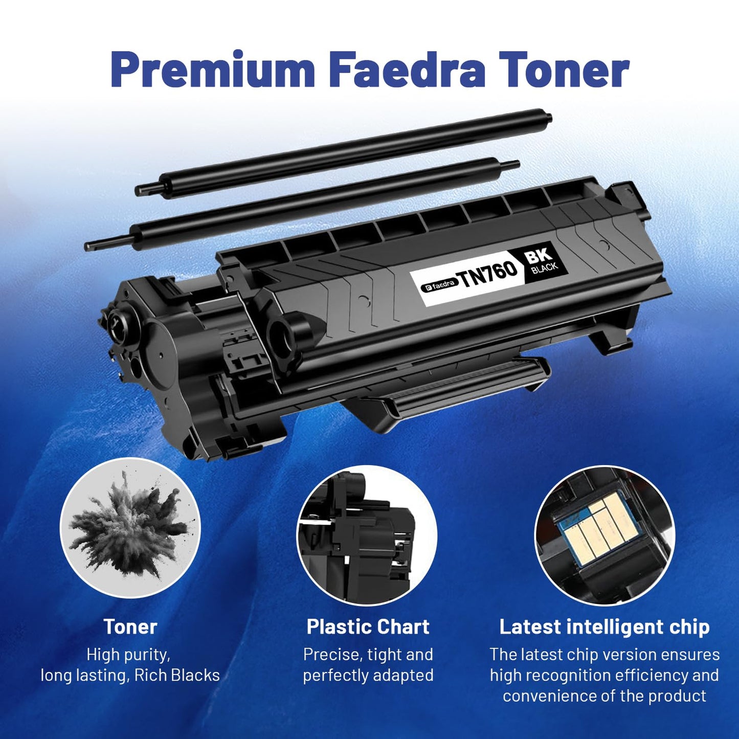TN760 Toner Cartridges (with Chip) Replacement for Brother TN760 TN730 Toner Cartridges TN-760 use with DCP-L2550DW MFC-L2710DW HL-L2370DW HL-L2390DW MFC-L2750DW HL-L2390DW HL-L2350DW Toner (4 Black)