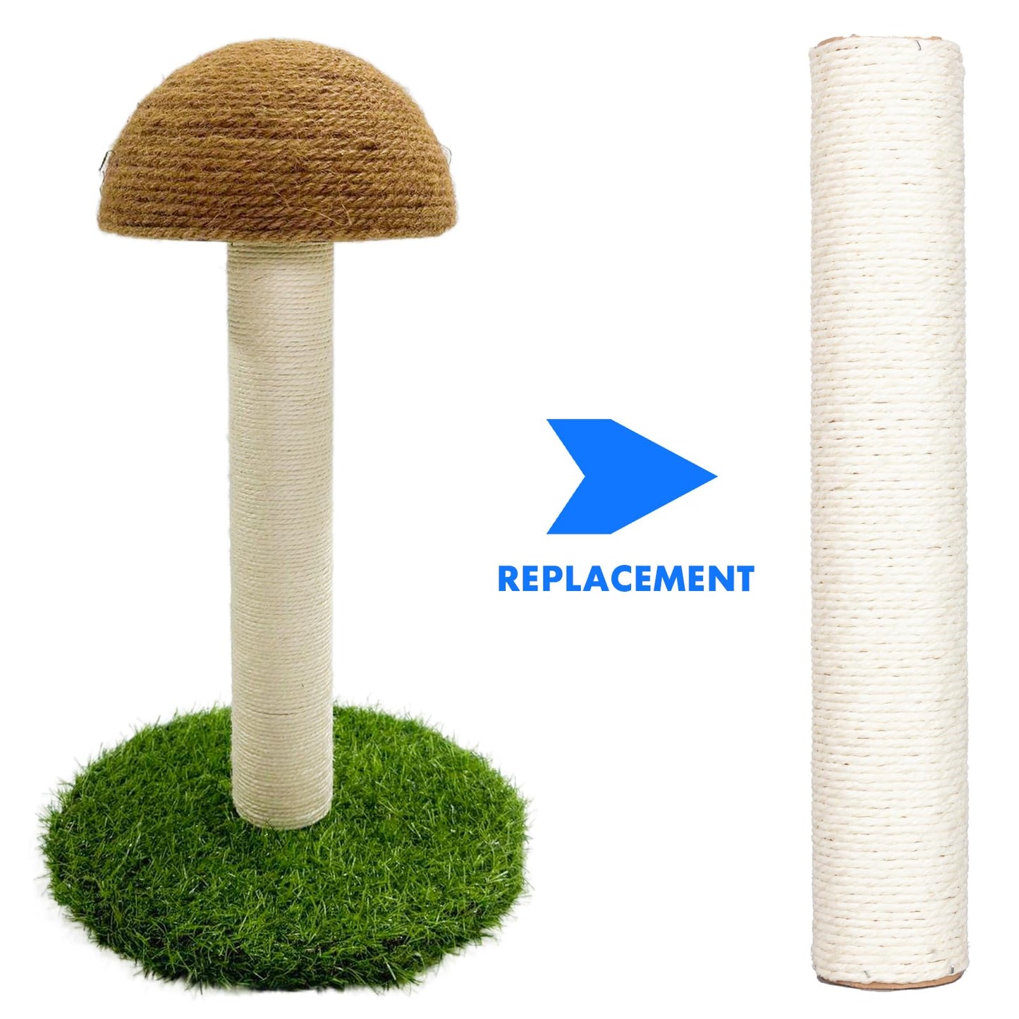 PowerKing 4-Pack 15.7" Cat Scratching Post Replacement - Natural Sisal Rope Scratcher Poles with M8 Screws for Indoor Cat Tower Renewal Parts, Cat Furniture Refill Parts (White)