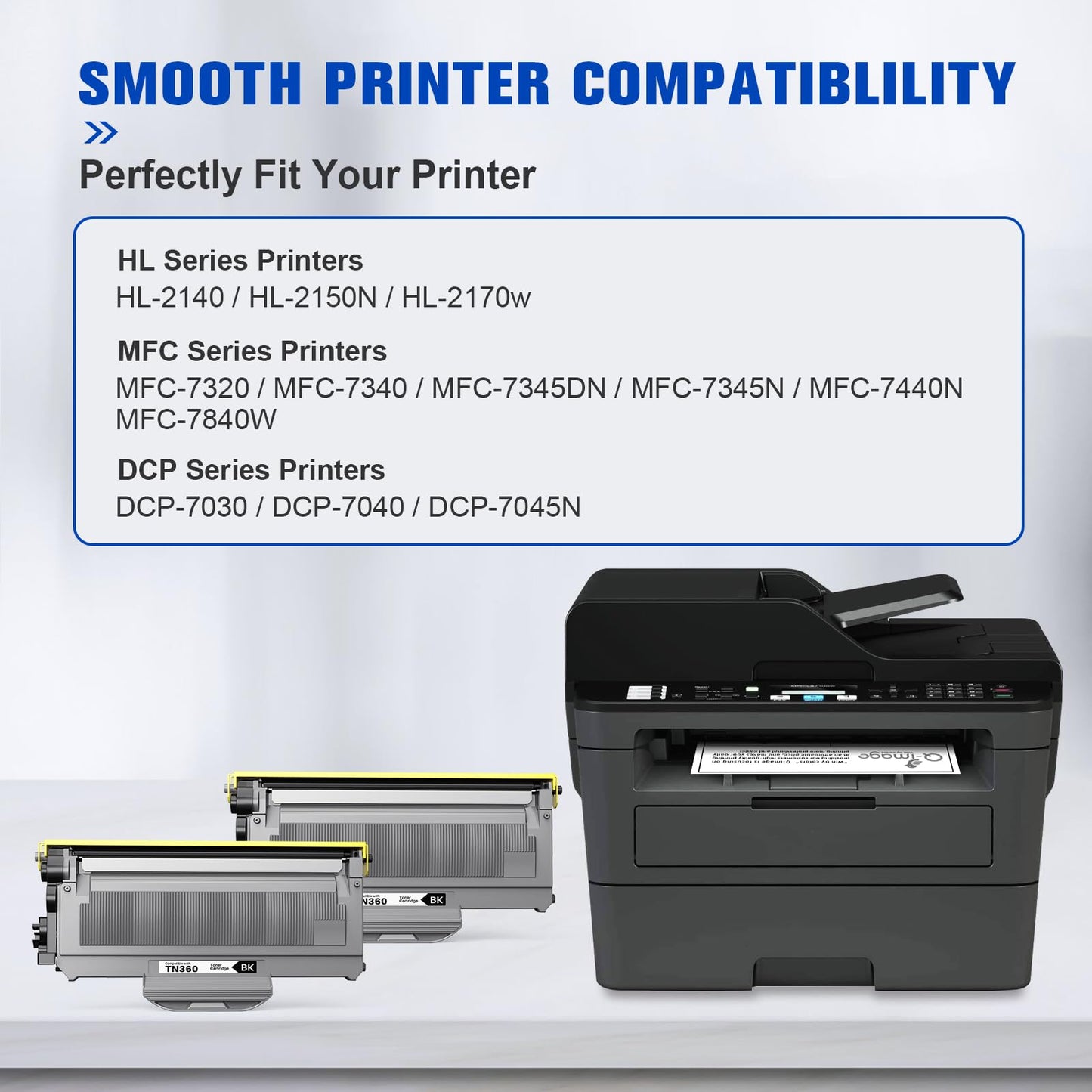 TN360 TN 360 Compatible Toner Cartridges Replacement for TN360 TN-360 TN330 Work with MFC-7340 MFC-7345N MFC-7440N MFC-7840W HL-2140 HL-2170W DCP-7030 DCP-7040 Printer (2 Black