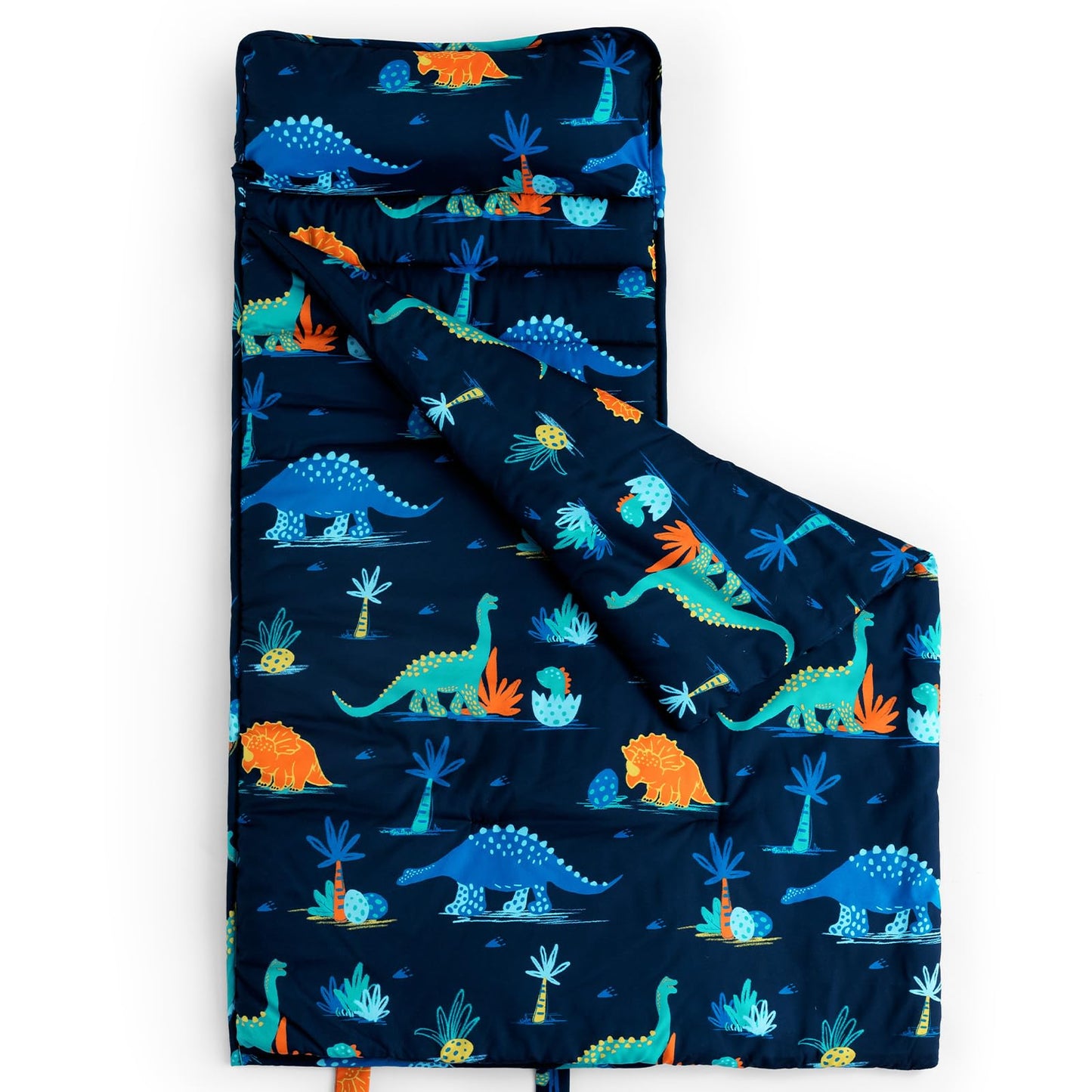 david's kids Toddler Nap Mat Set with Removable Pillow, Ultra Soft Slumber Bags for Boys，Perfect for Preschool, Daycare, Kids Sleeping Bags with Rollup Design, 50"x20", Dinosaur