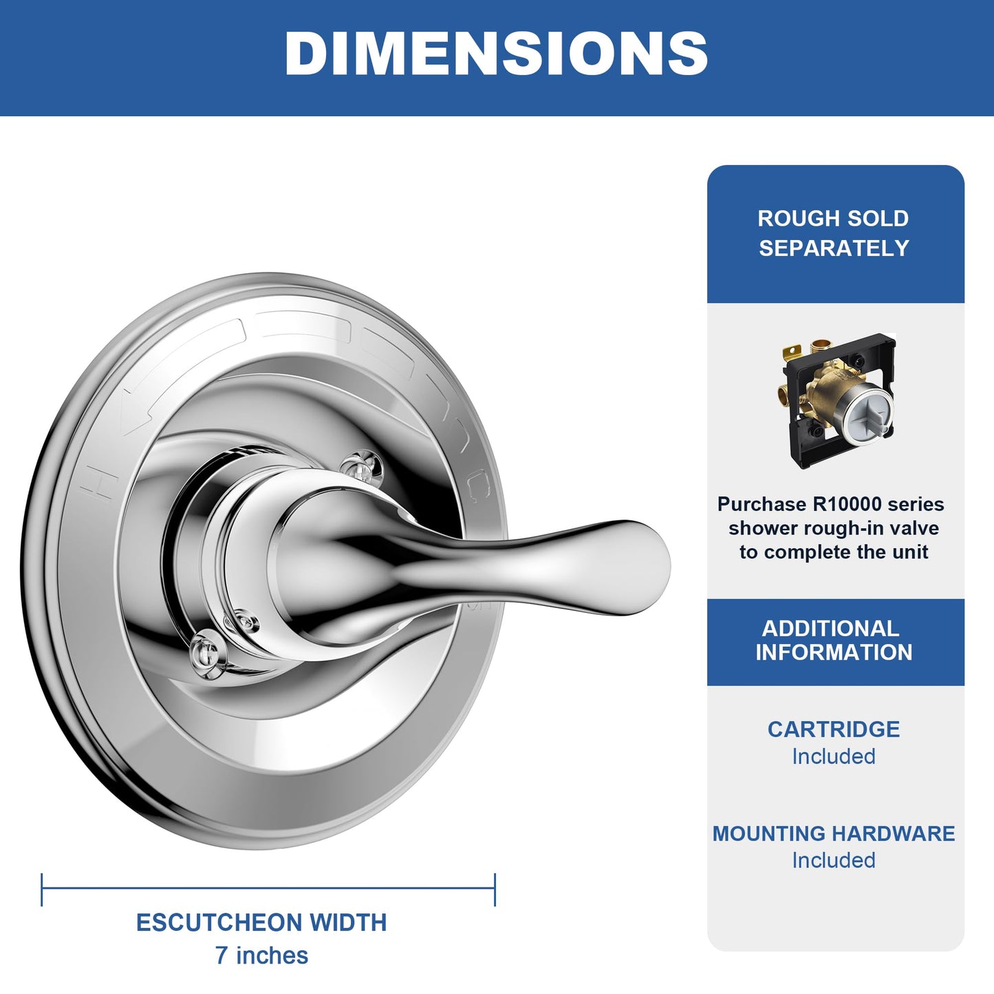 Replacement for D Faucet Classic 13 Series Single-Function Shower Valve Trim Kit, Shower Handle, Chrome Shower Trim Kit T13020 (RP46074 Cartridge Included, Valve Not Included)
