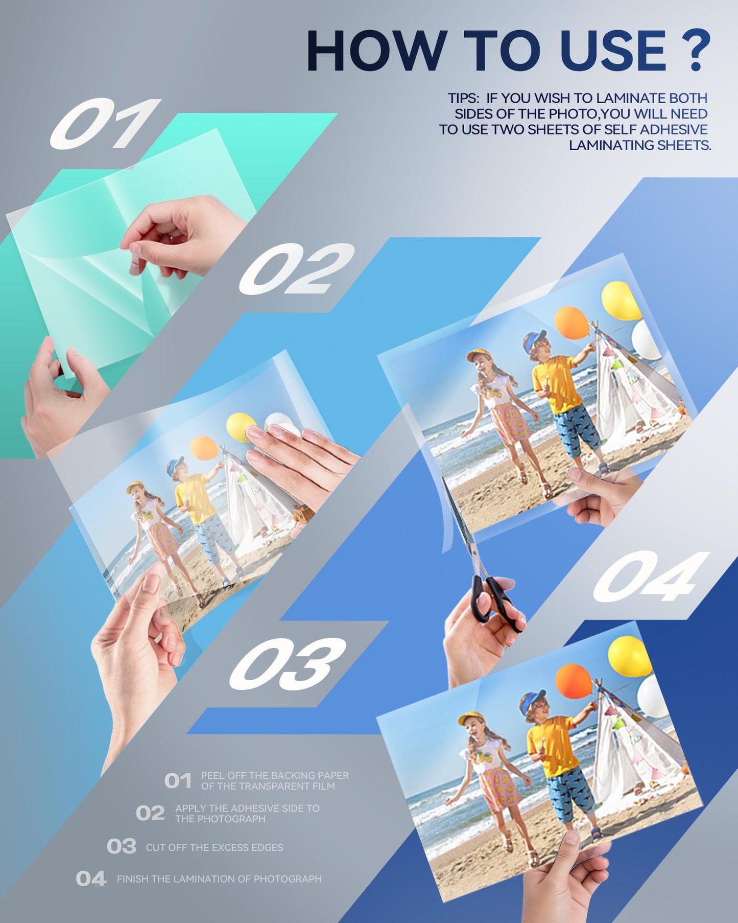 Uinkit Self-Adhesive Laminating Sheets, Self Stick 4Mil 100 Sheets 8.7 x 12.2 Inches Clear Self Sealing Laminating Sheets Suitable for 8.5x11 inches Letter Size (8.7x12.2”-4Mil-100Sheets)