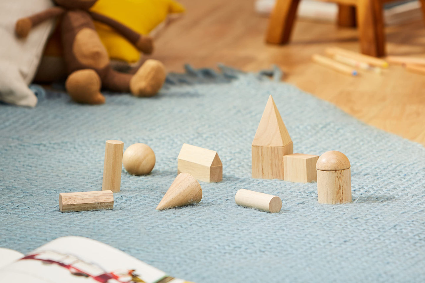 Learning Resources LER0120 Geometric Solids, Wooden Shapes, Set of 12 Geometric Shapes, Ages 6+