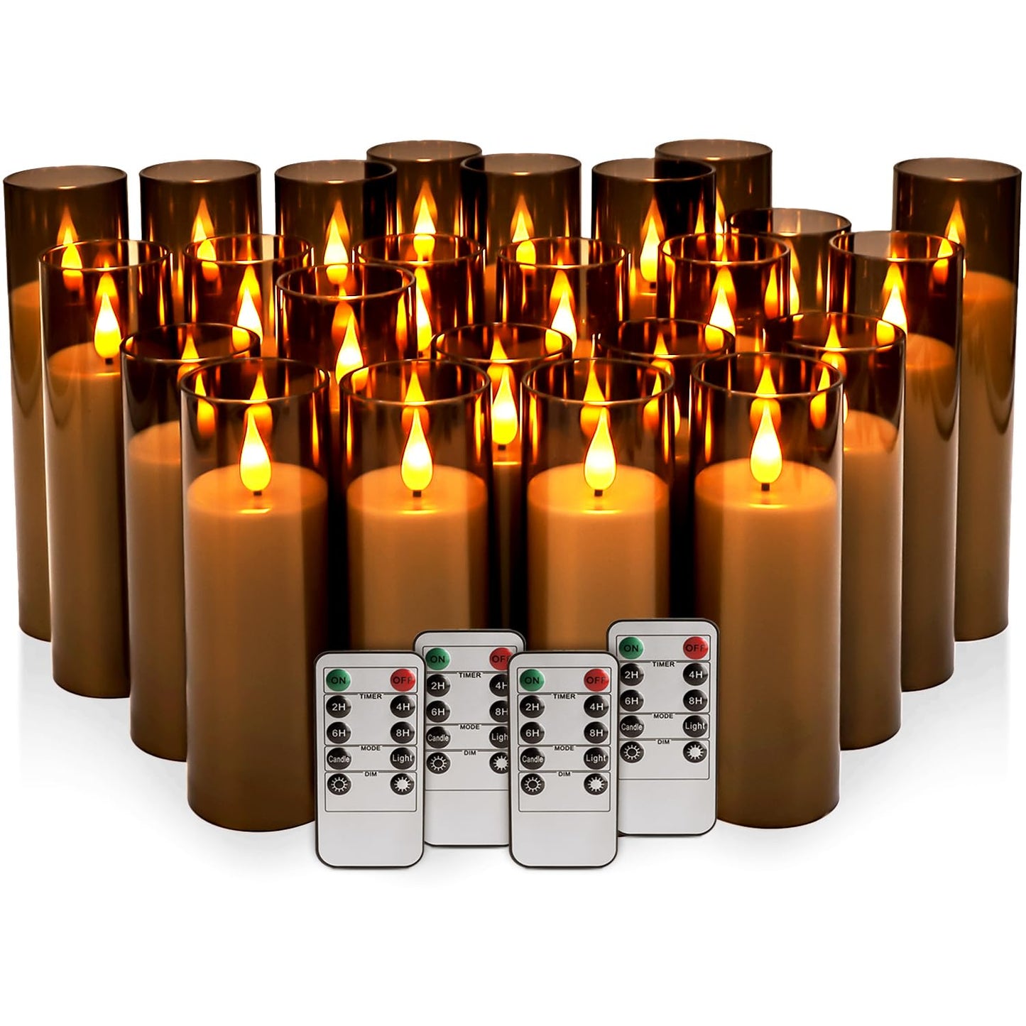 24-Pack Black LED Flameless Candles with Remote Control - Perfect for Home, Parties, and Special Occasions - Create a Magical Ambiance Effortlessly(Three Sizes)