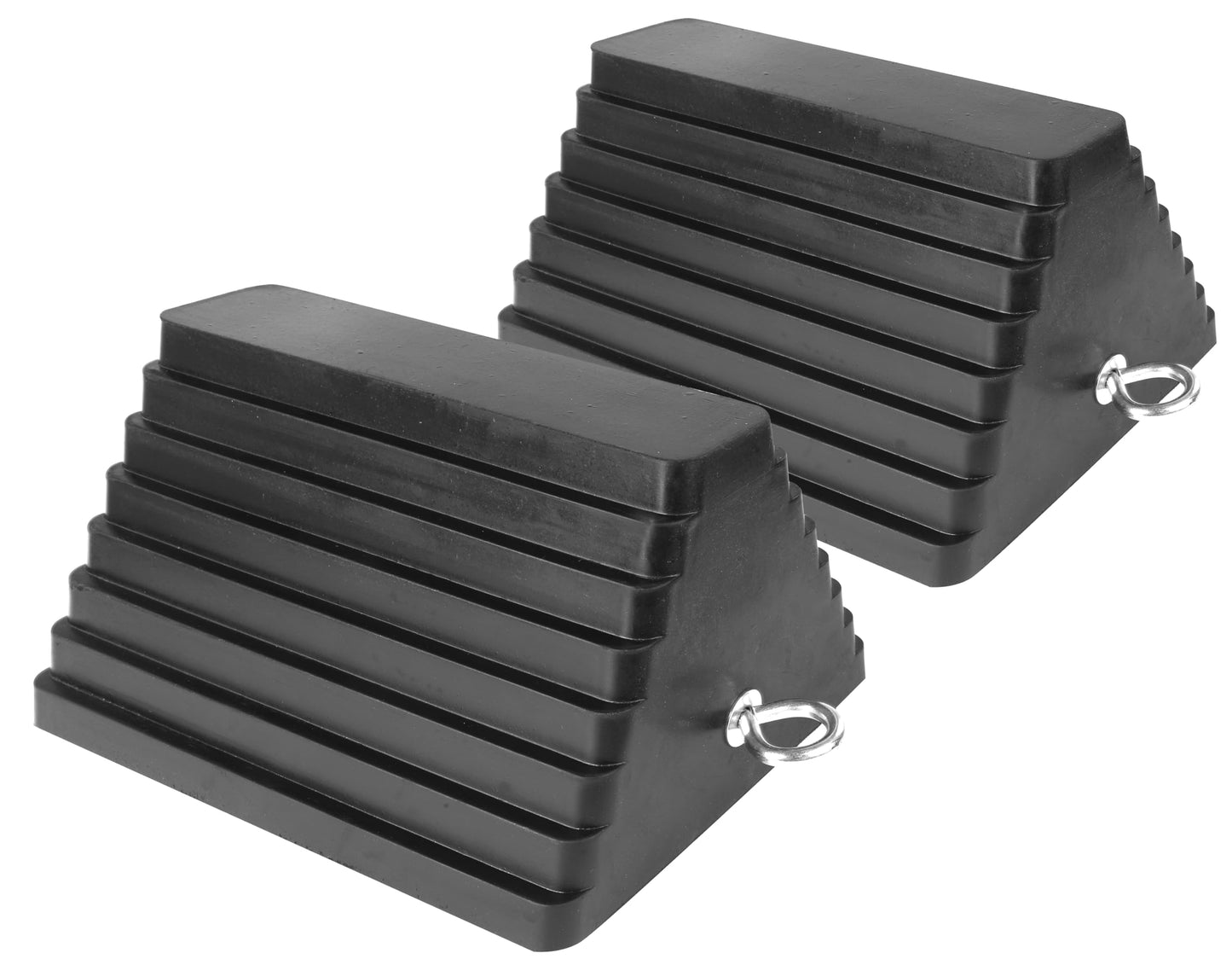 MAXXHAUL 80681 Solid Rubber Heavy Duty Wheel Chock with Eyebolt, 2 Pack, MaxxHaul 80681-10" x 8" x 6"