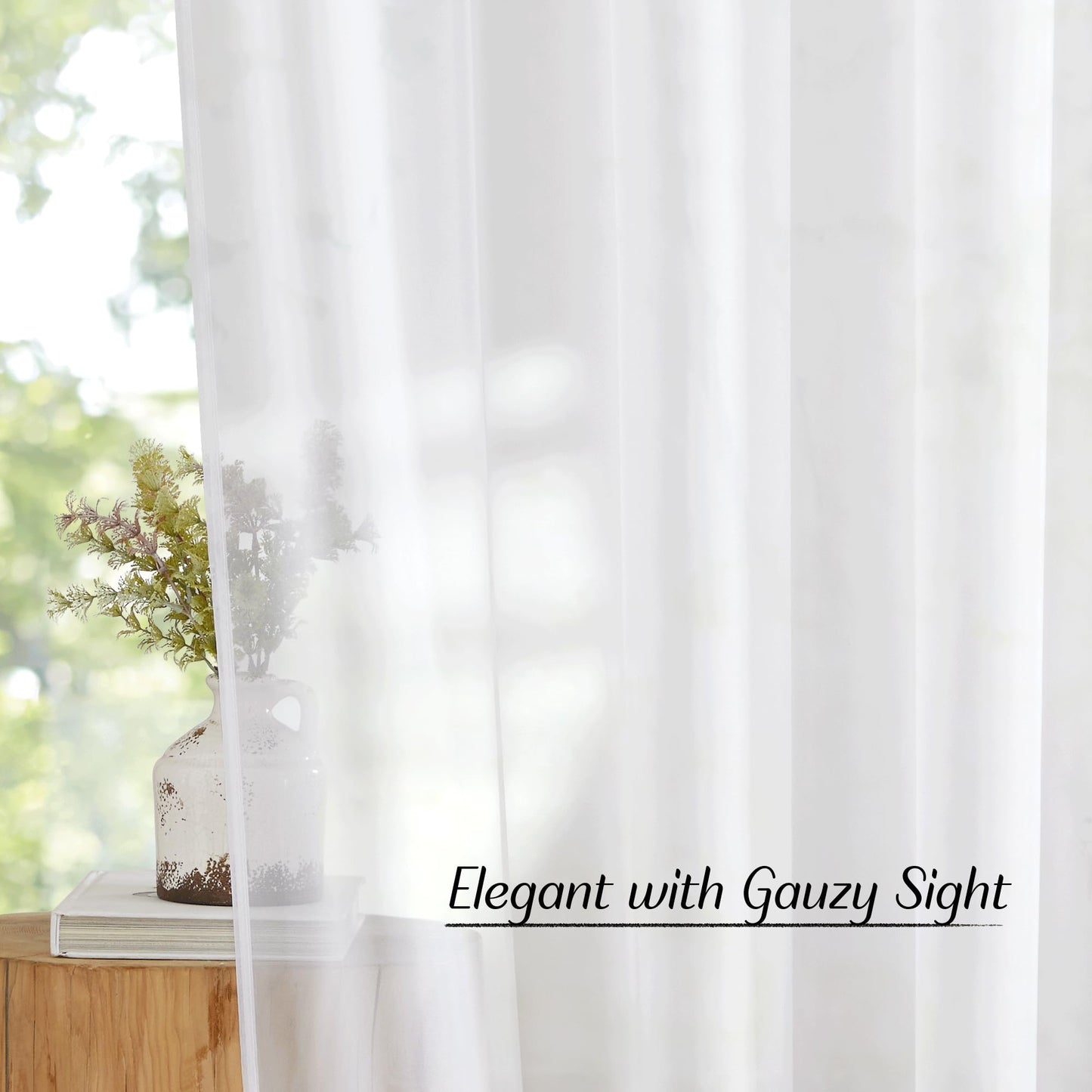 NICETOWN Voile White Sheer Curtains for Bedroom - Grommet Light Filtering Elegant Panels Lightweight & Breathable Window Treatments for Living Room, W54 x L90, 1 Pair