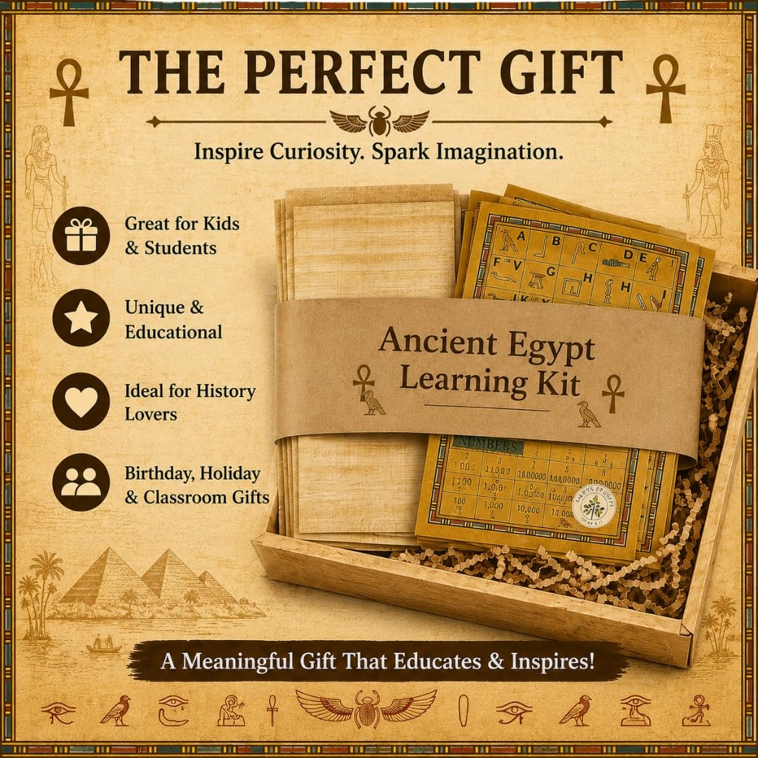 Egyptian Papyrus Blank Paper Set of 20 Sheets for Art Projects Scrapbooking Album Refill Scrolls and Teaching Ancient Hieroglyphic History 8x12in (20x30cm)