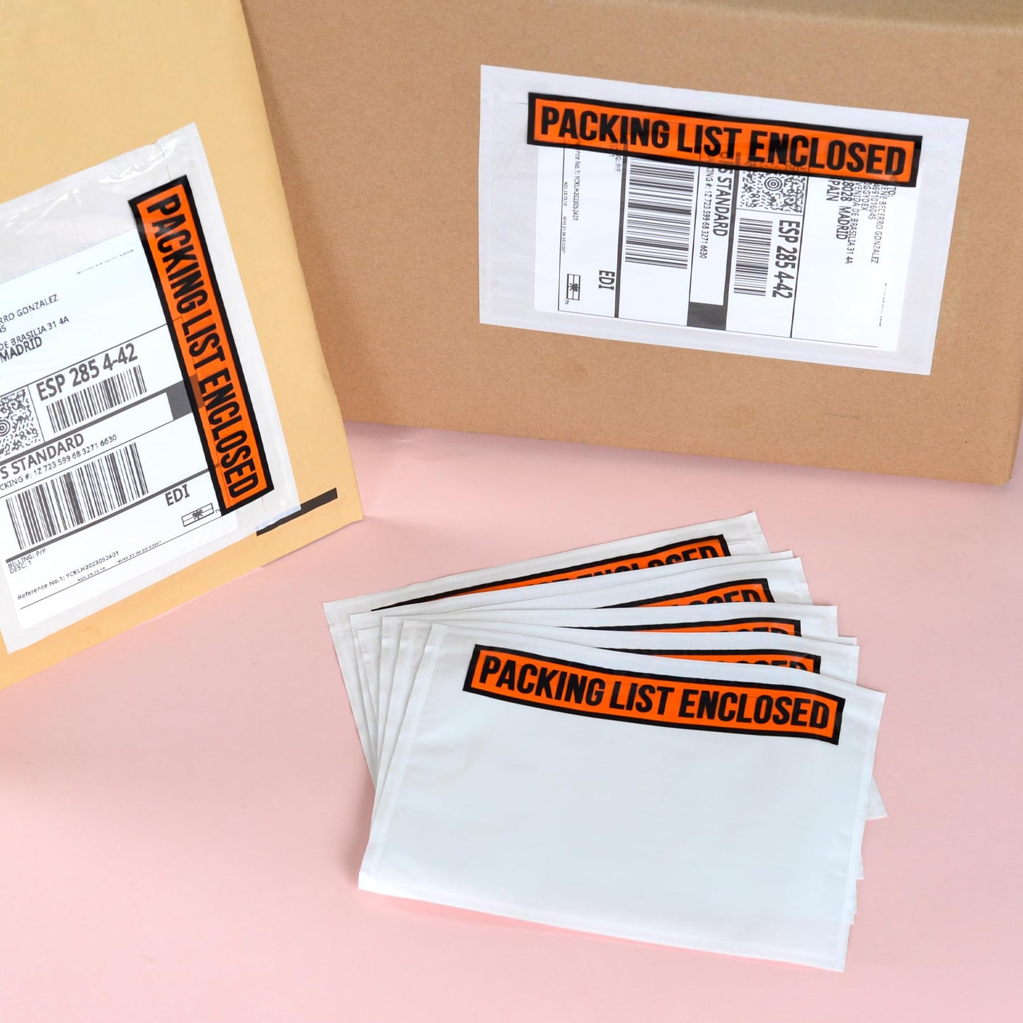 1000 PCS 7.5"x 5.5" Clear Self-Adhesive Packing List Envelopes - Plastic Shipping/Mailing Pouch Bags for Invoice Label