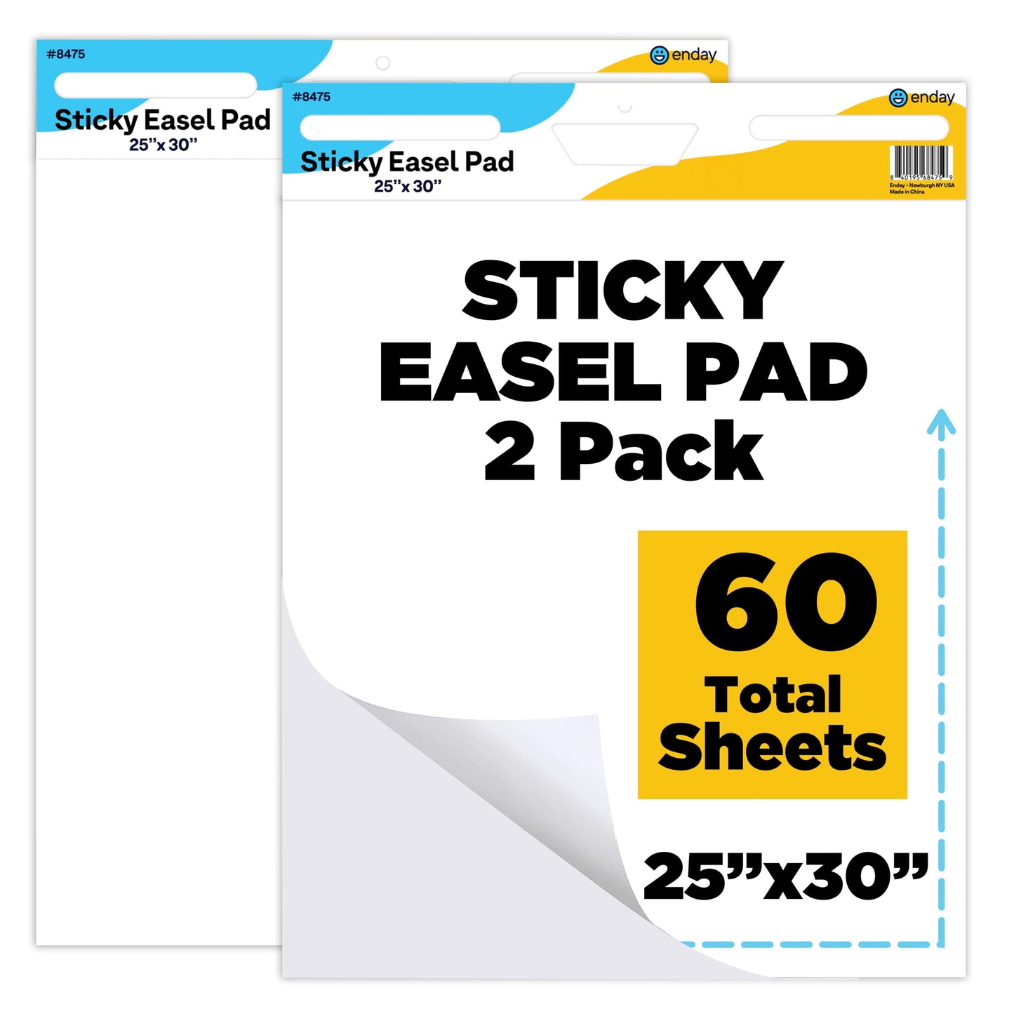 Enday Anchor Chart Paper 25"x 30" (2 Pack) - Sticky Easel Pad Chart Paper for Teachers, Flip Chart Paper, 25 in x 30 in Easel Paper, Large White Easel Pads Self Sticky Chart Paper 30 Sheets Per Pad