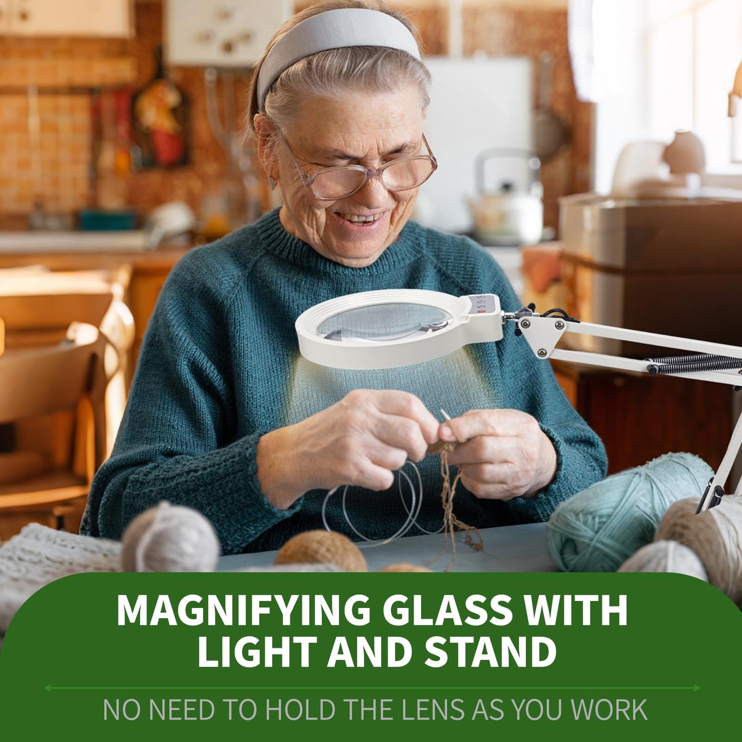 10X/20X Magnifying Glass with Light and Stand, LED Desk Lamp with Base and Clamp, 3 Color Mode, 10 Dimmable Levels Desktop Magnifier, Hands Free for Reading Crafts Jewelry Sewing Close Work