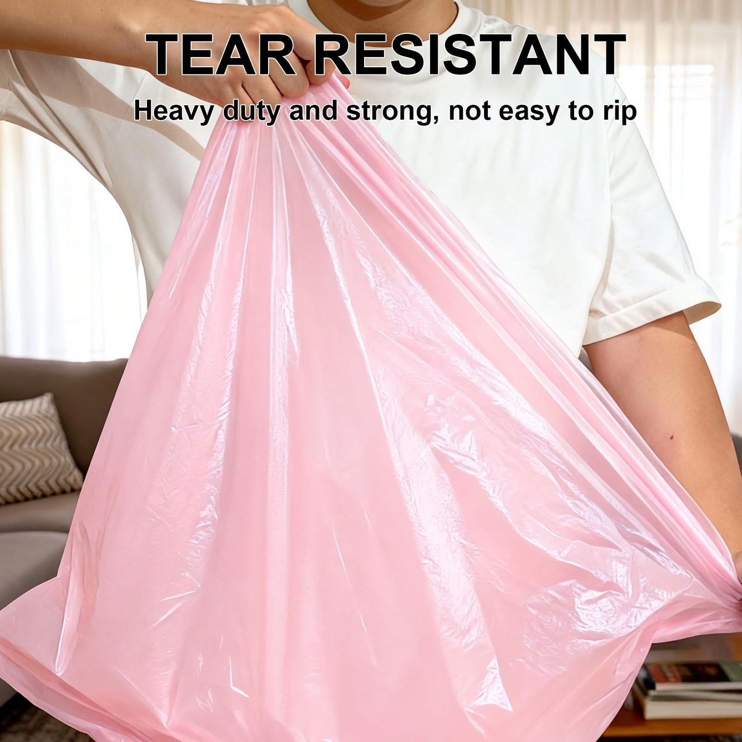 30 Gallon Drawstring Trash Bags,30 Count Multipurpose Extra Thick Garbage Bags,Break Resistant Drawstring Closure, for Office Home Hospital Big Waste Binst (Pink)