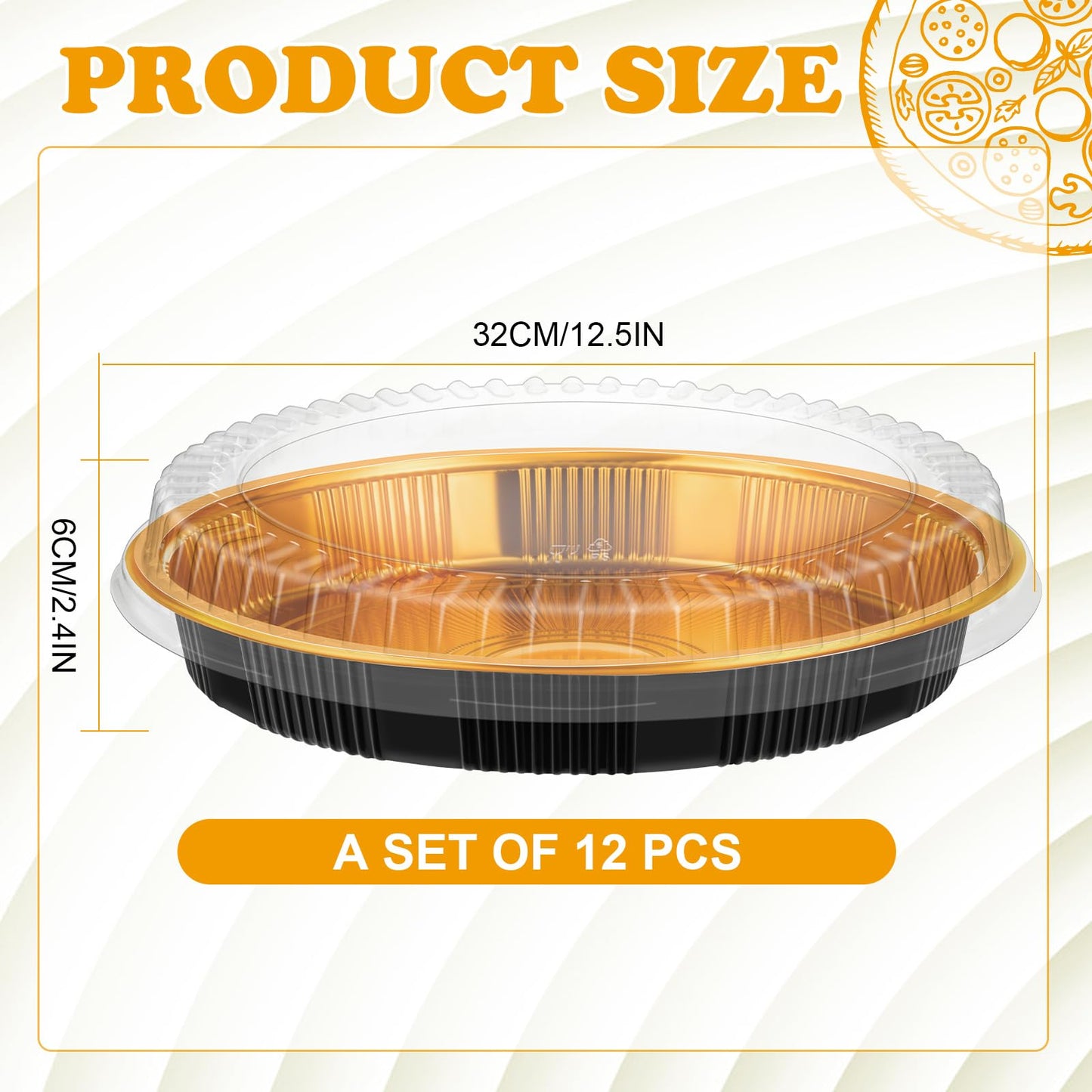 Yoiemivy Disposable Pie Carrier with Clear Lid, 9''/11'' Plastic Serving Tray Round Pie Platters Pizza Container for Pies Salad Meal Prep (12 Pack, 11 inch)