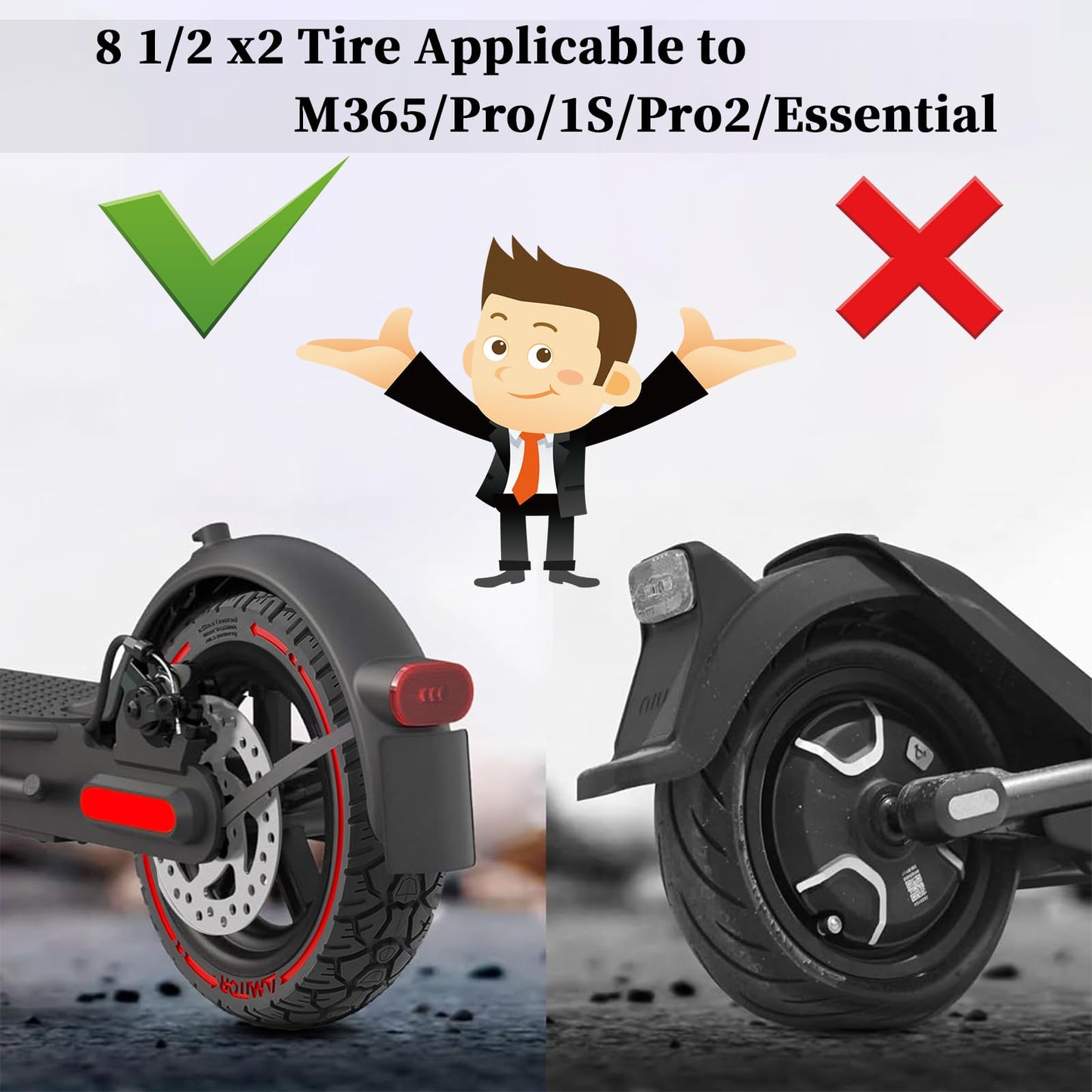 FOVNOT 8.5 Inch Scooter Solid Tires, 2 Pcs Electric Scooter Replacement Wheels 8.5 x 2.0(230 x 50) Front or Rear Replacement Honeycomb Solid Tires for Xiaomi M365 /Pro /1S /Pro2 /Essential