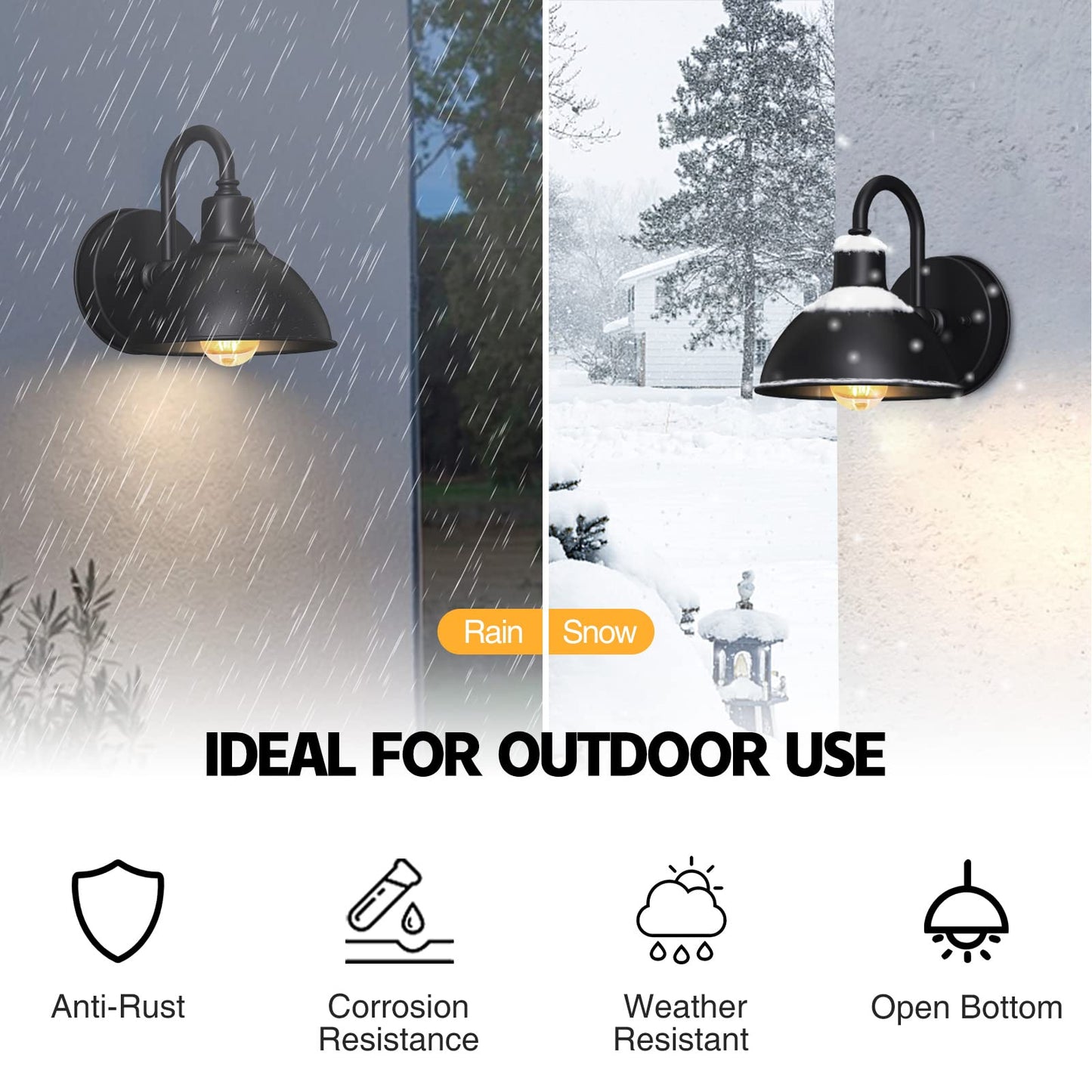 Naurham Barn Light Gooseneck Light- Small Farmhouse Outdoor Lighting, 1-Light Outdoor Gooseneck Lighting Farmhouse Wall Sconce for Patio Porch Garage (6.4" Diameter, 1pc)