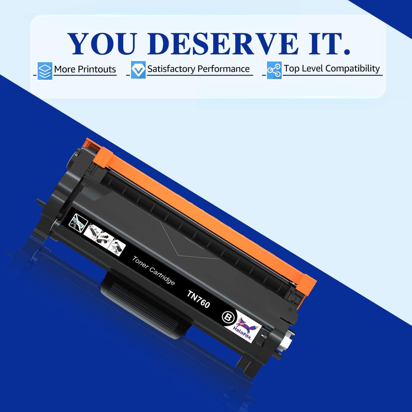 HaloFox Compatible Toner Cartridge Replacement for Brother TN760 TN-760 TN730 for Brother HL-L2350DW HL-L2395DW HL-L2390DW HL-L2370DW HL-L2379DW MFC-L2750DW MFC-L2710DW DCP-L2550DW Printer (2 Black)