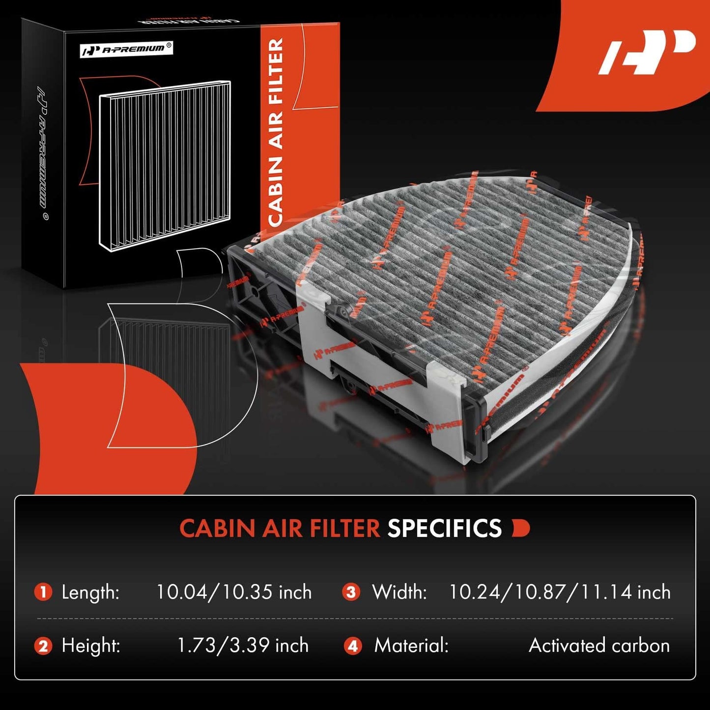A-Premium 2-PC Cabin Air Filter w/Activated Carbon - Compatible with Mercedes-Benz Models - C200, C250, C300, CLS350, CLS400, CLS550, E200, E250, E300, E400, E550, GLK250, GLK350, SL450, SL500, AMG GT