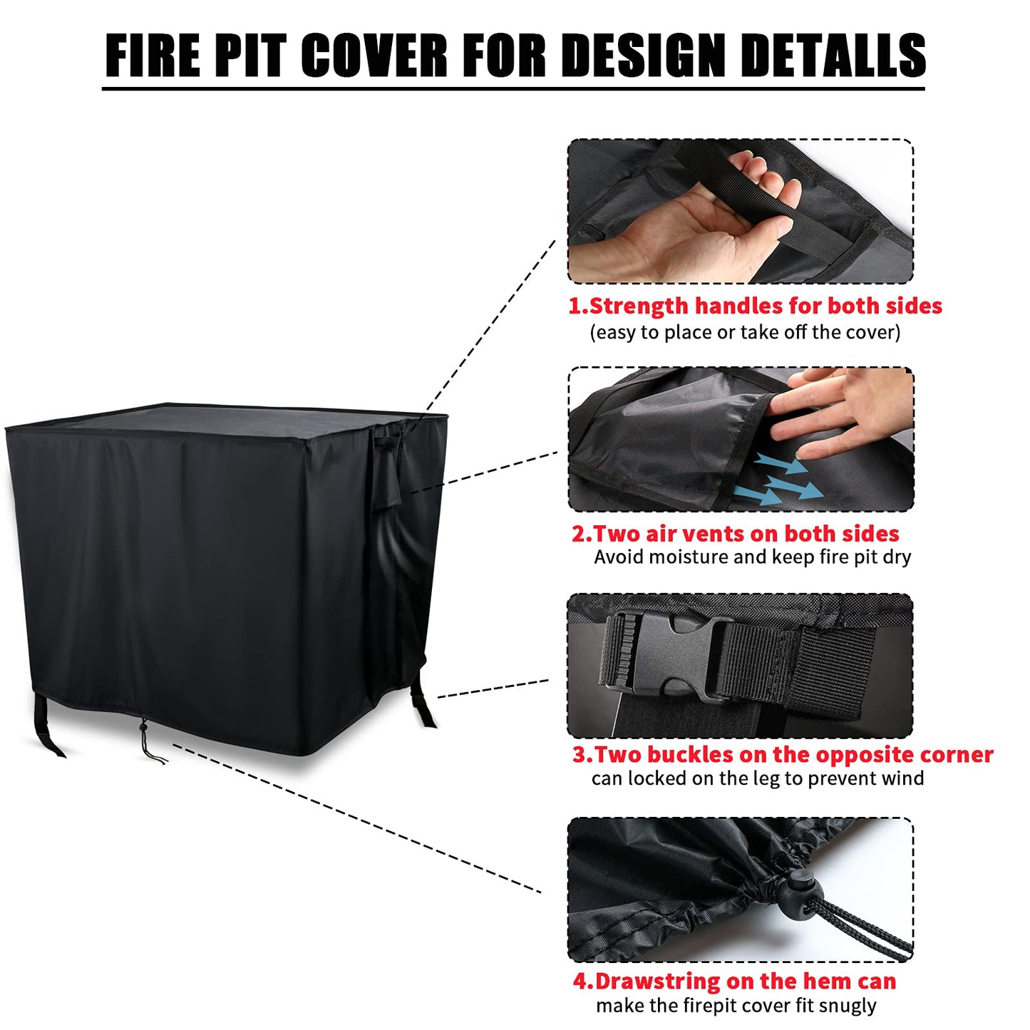 Youlvy Rectangular Fire Pit Cover 43 inch, Propane Gas Fire Pit Table Cover,Outdoor Waterproof Firepit Table Cover - 43 X 22 X 25 Inch