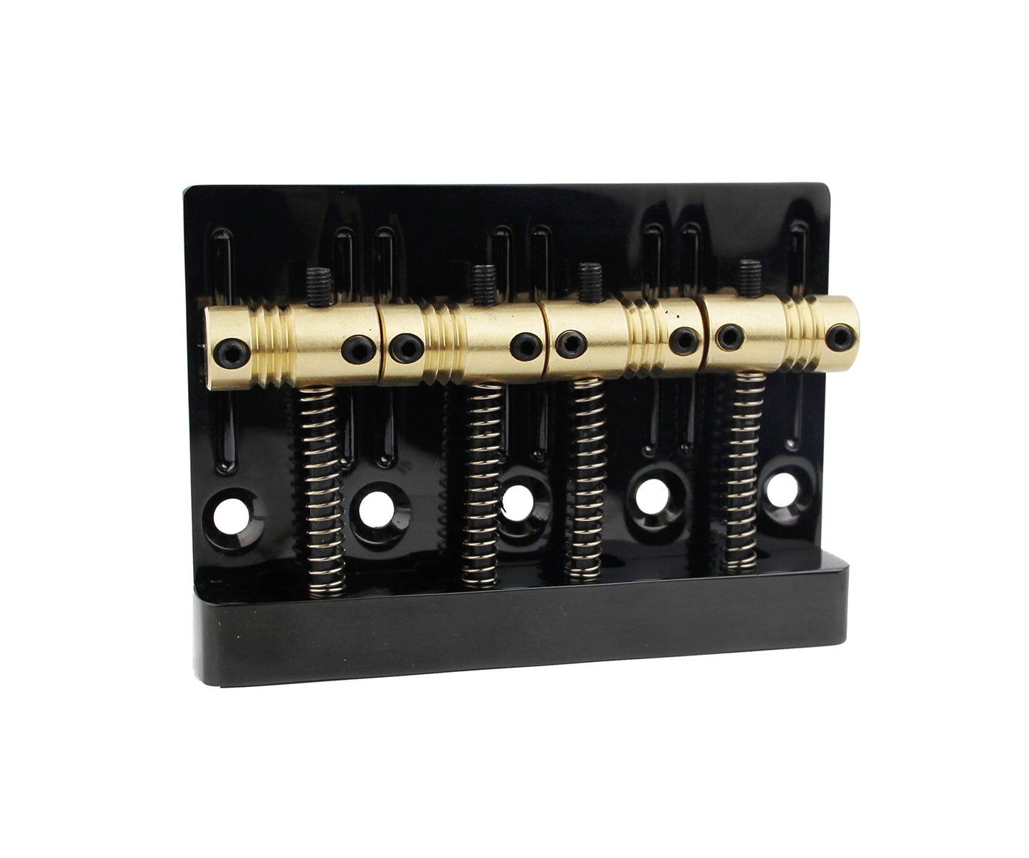 Guyker 4 String High Mass Bass Bridge with Vintage CNC Machined Brass Saddles Tailpiece Replacement for Jazz Electric Bass (GB403, black)