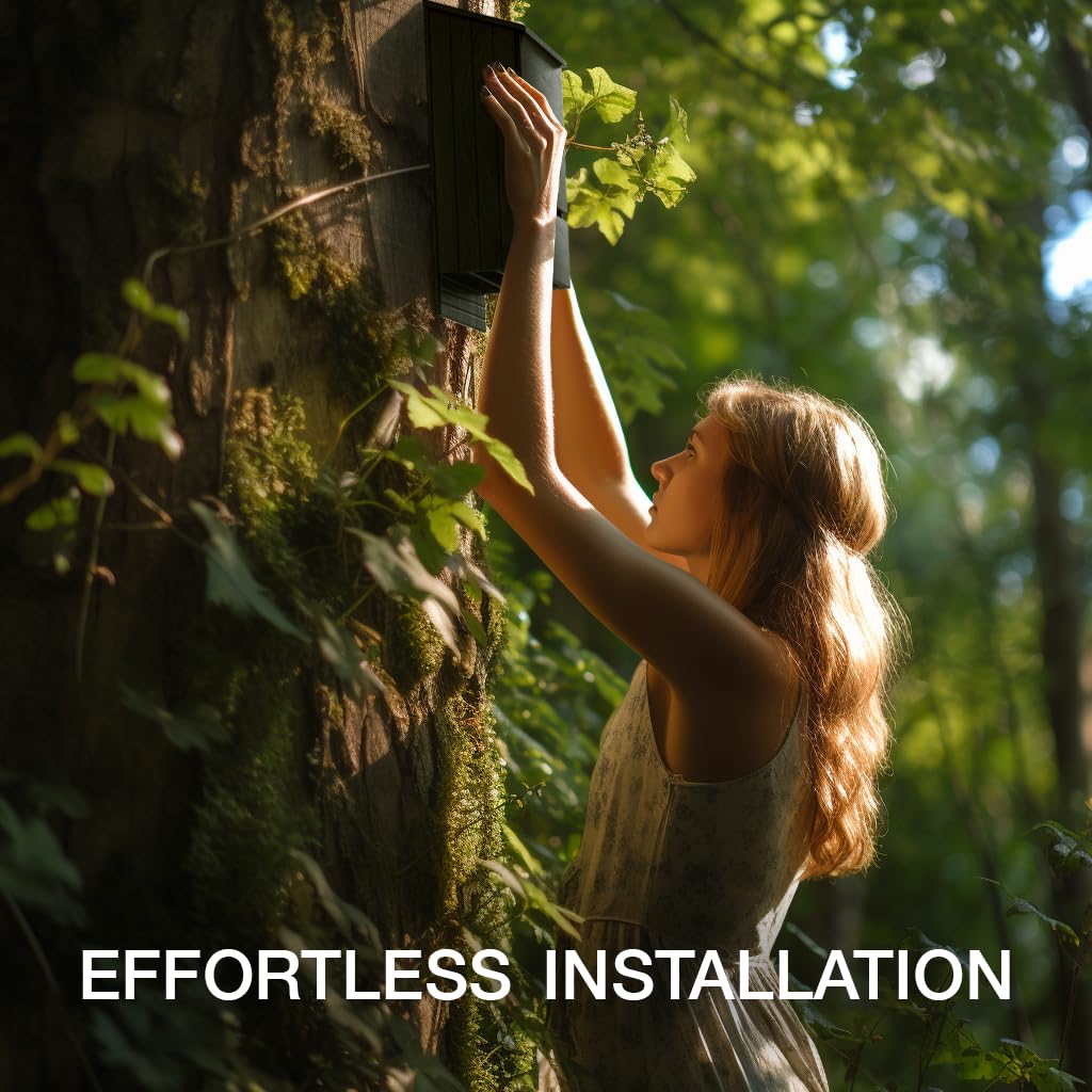 Bat House - Outdoor Bat Box Shelter - Handcrafted from Cedar Wood - Easy for Bats to Land and Roost - Weather Resistant & Ready to Install (Triple Chamber)