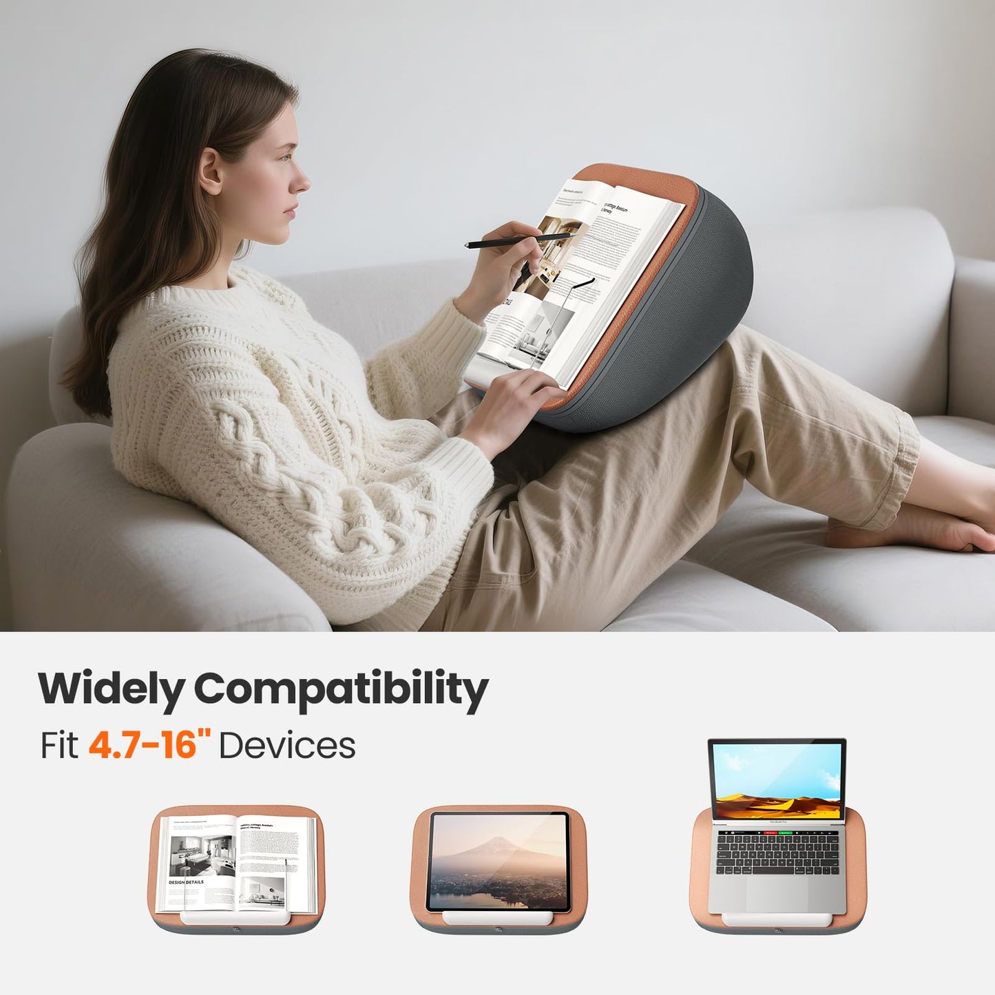 Tounee Book Holder Stand - Ultra Soft Lap Beanbag Pillow for Books, Tablets, iPads & Kindle - Hands-Free Reading/Viewing in Bed/Couch - Reduces Neck Strain - Perfect for Book & E-Readers Lovers