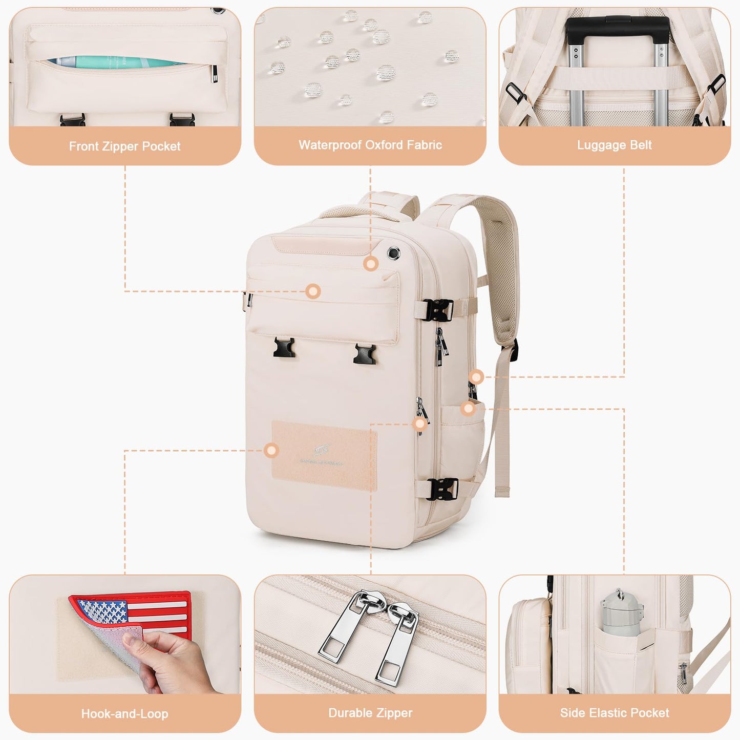 Maelstrom Travel Backpack, 2.beige, 26L, Travel Backpack