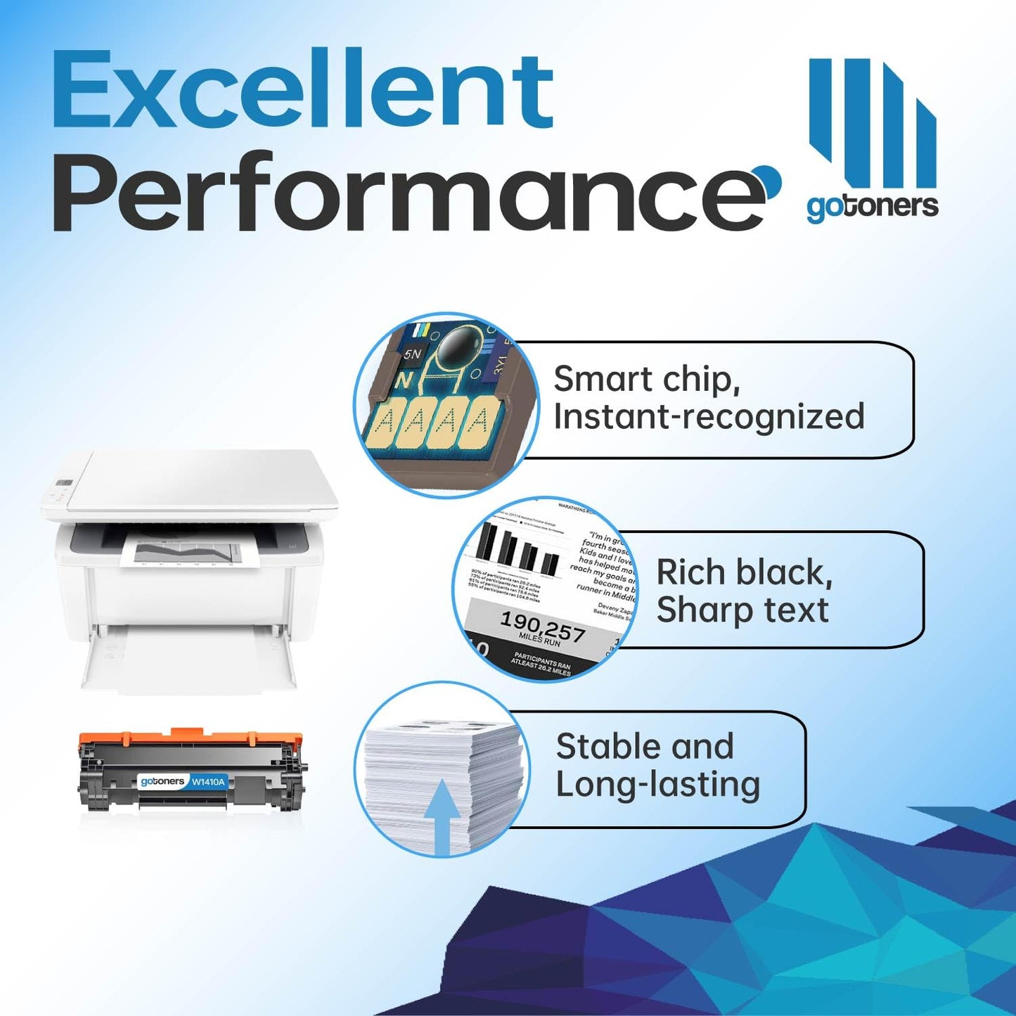 Gotoners 141A Toner Cartridge Compatible for HP 141A 141X W1410A W1410X 2 Black with Chip use with HP LaserJet M110w MFP M139w M140w Printer Ink (Do not Work with HP + or E Series Printers)
