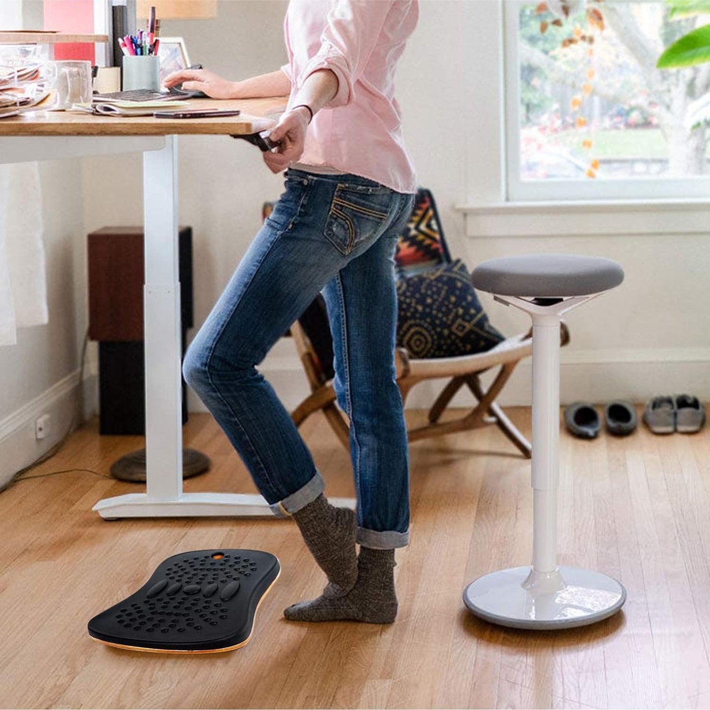Yes4All Wobble Balance Board for Standing Desk/Foam Pad - Standing Desk Mats, Rocker Board, Office Accessories, Wobble Board for Standing Desk