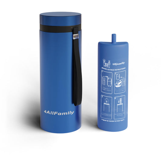 4ALLFAMILY Big Nomad Insulin Cooler Travel Case TSA Approved 48H (1–7 Medication Pens) – On–The–Go Medical Cooler with Biogel Ice Pack – Diabetes Travel Case for Insulin Pens & EpiPens (Blue)