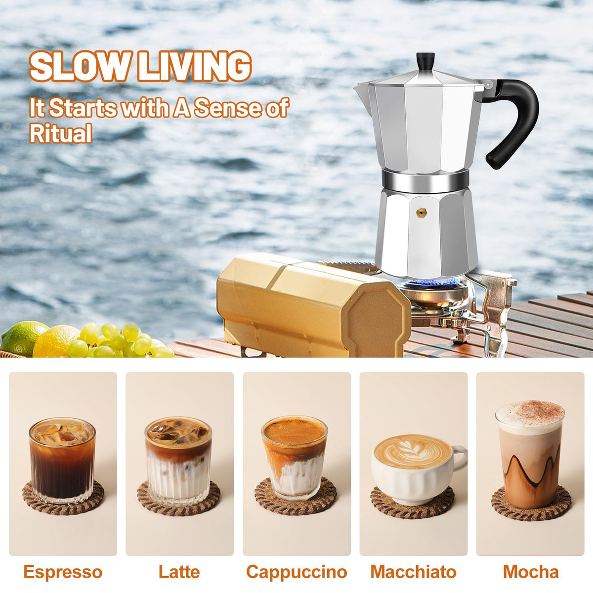 DITOSH 14 Cup Aluminum Espresso Stovetop Moka Pot Express Coffee Maker Percolator Italian Classic Mocha Coffee Machine for Italian and Cuban Cafe Brewing for Home & Camping 700ml 23oz