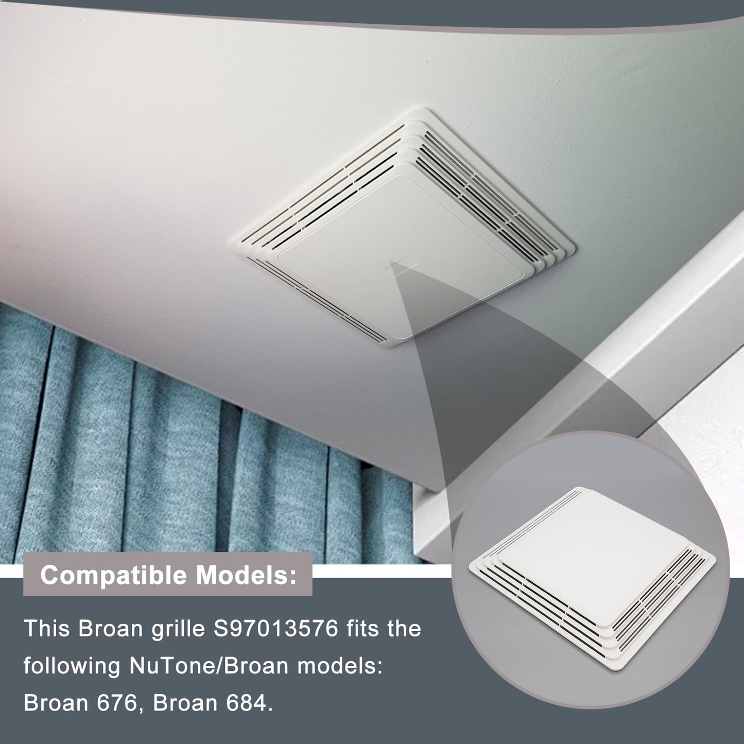 S97013576 Replacement Bathroom Fan Cover Grille for Broan NuTone Models 2684F, 576, 676, 684, 684NT ABS Exhaust Fan Cover Bathroom Vent Covers