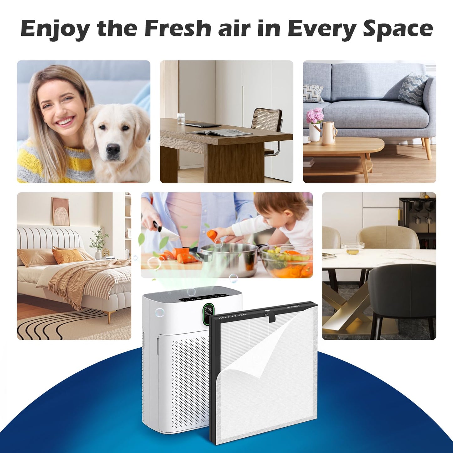 SAKEGDY HY4866 Replacement Filters, Compatible with MORENTO HY4866 Air Purifier, 4 Pack H13 True HEPA Filter+ Extra 4 Pack Pre-Filter. (Enhanced Version).