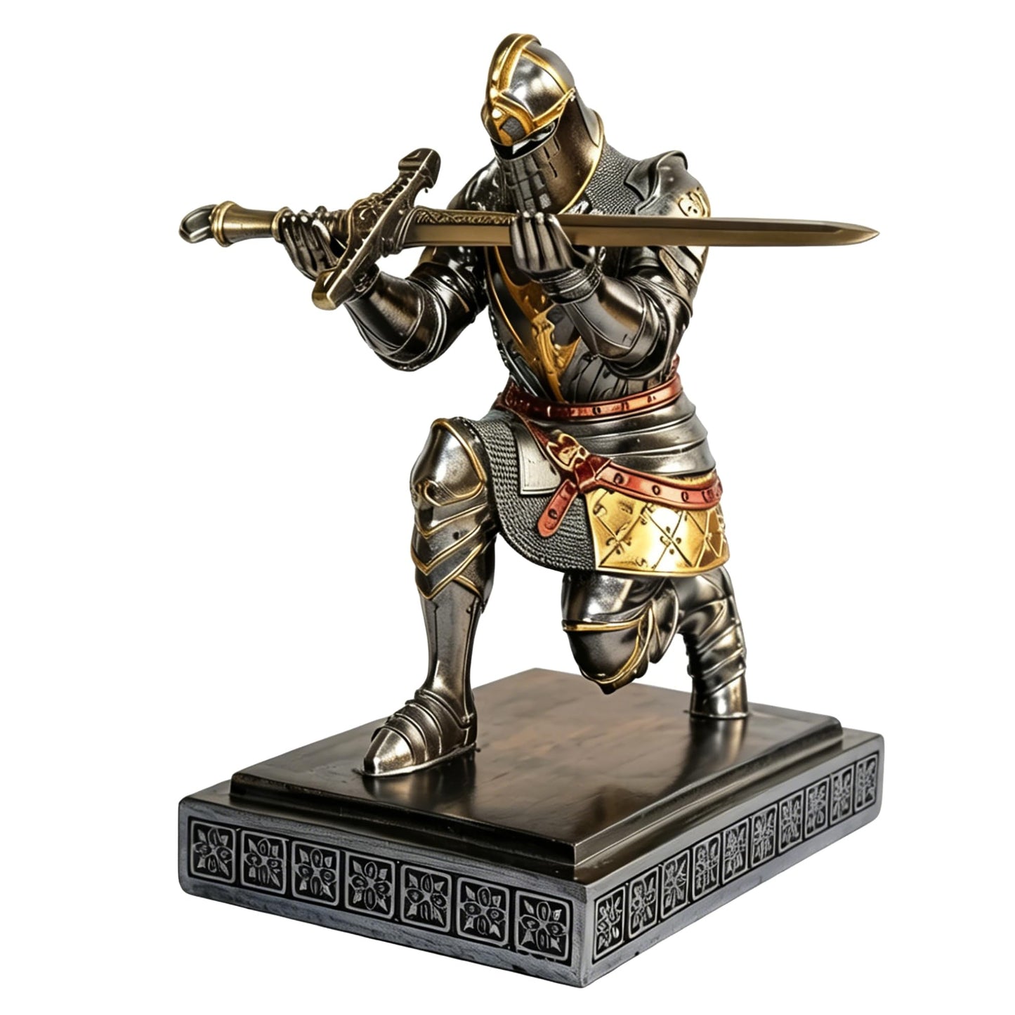 HDMbigmi King's Guard Knight Pen Holder Pen Stand Desk Organizers and Accessories Resin Pencil Holder as Gift with a Nice Letter Opener for Office and Home Desk Organizer (Iron)