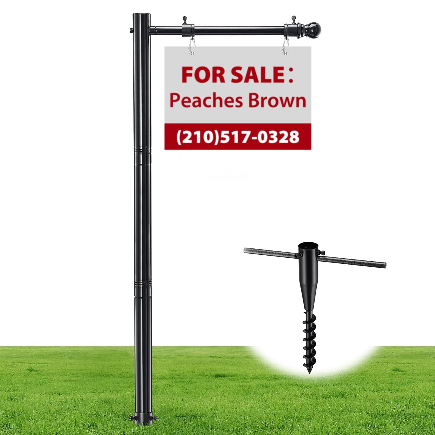 Real Estate Sign Posts, 7FT Tall Metal Real Estate Sign Posts for Sale Yard Signs Up to 24 Inch, Waterproof Home and Open House for Sale Holder, Commercial Grade Outside Yard Sign, NO SIGN