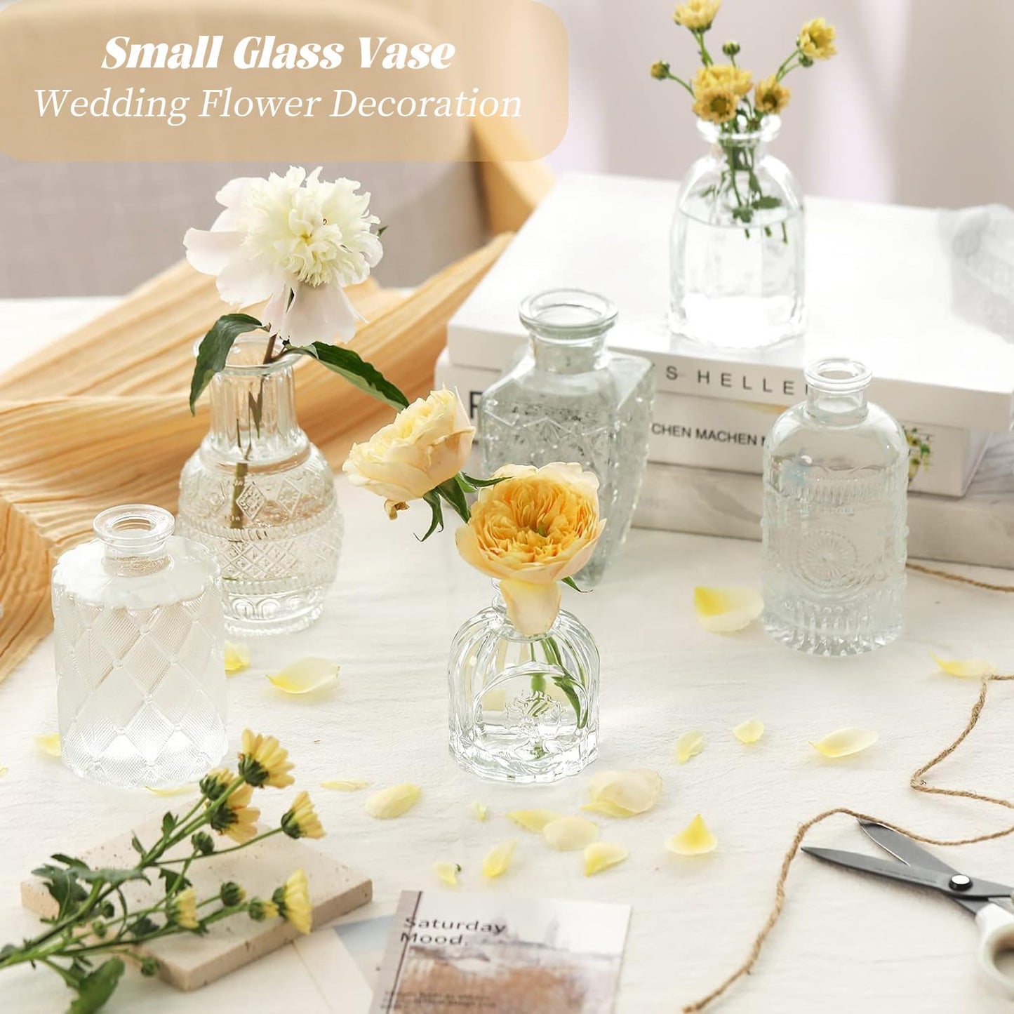 Anquephd Mini Bud Vases set of 32 As Wedding Centerpieces for Tables,Clear Bud Vases for Flowers,Small Flower Vases Suitable for Birthday Party,Anniversary,Wedding Reception,Baby Shower (Clear, 32PCS)