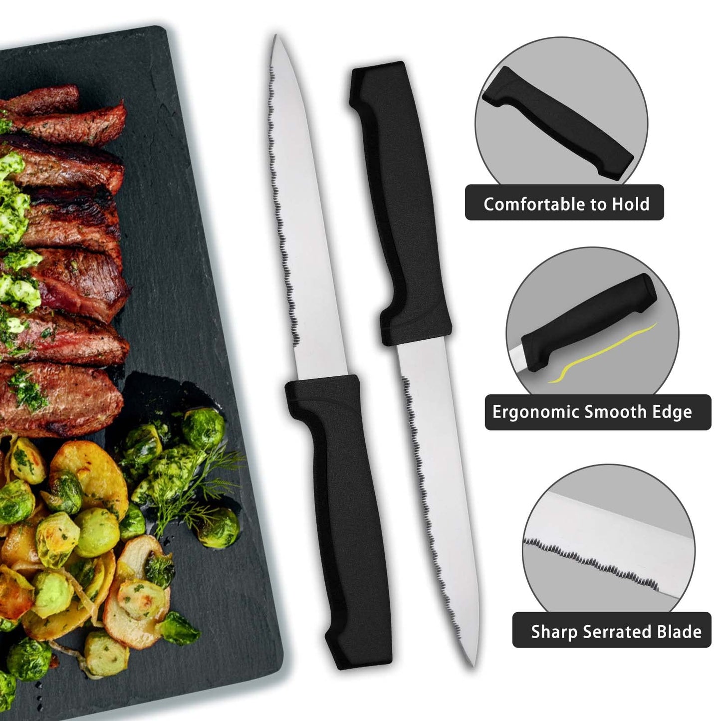 Pleafind 72-Pcs Cutlery Set, Silverware Sets with Steak Knives, Stainless Steel Flatware Set, Cutlery Include Knife Fork and Spoon, Dishwasher Safe Utensil Sets for Home Restaurant