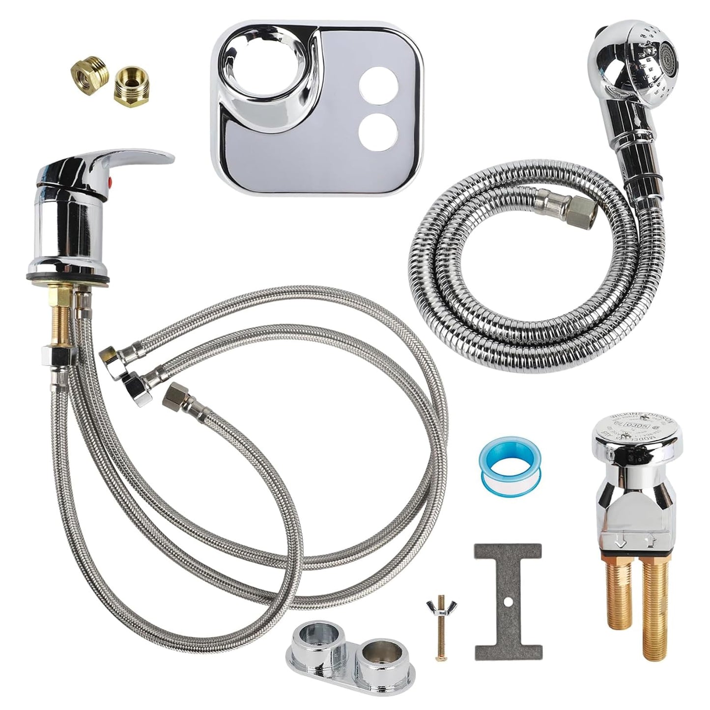 Toriexon Salon Shampoo Bowl Faucet Vacuum Breaker Kit, Faucets for Shampoo Bowls with Replacement Part, Shampoo Sprayer, Vacuum Breaker, Hair Salon Faucet Sprayer Hose Set