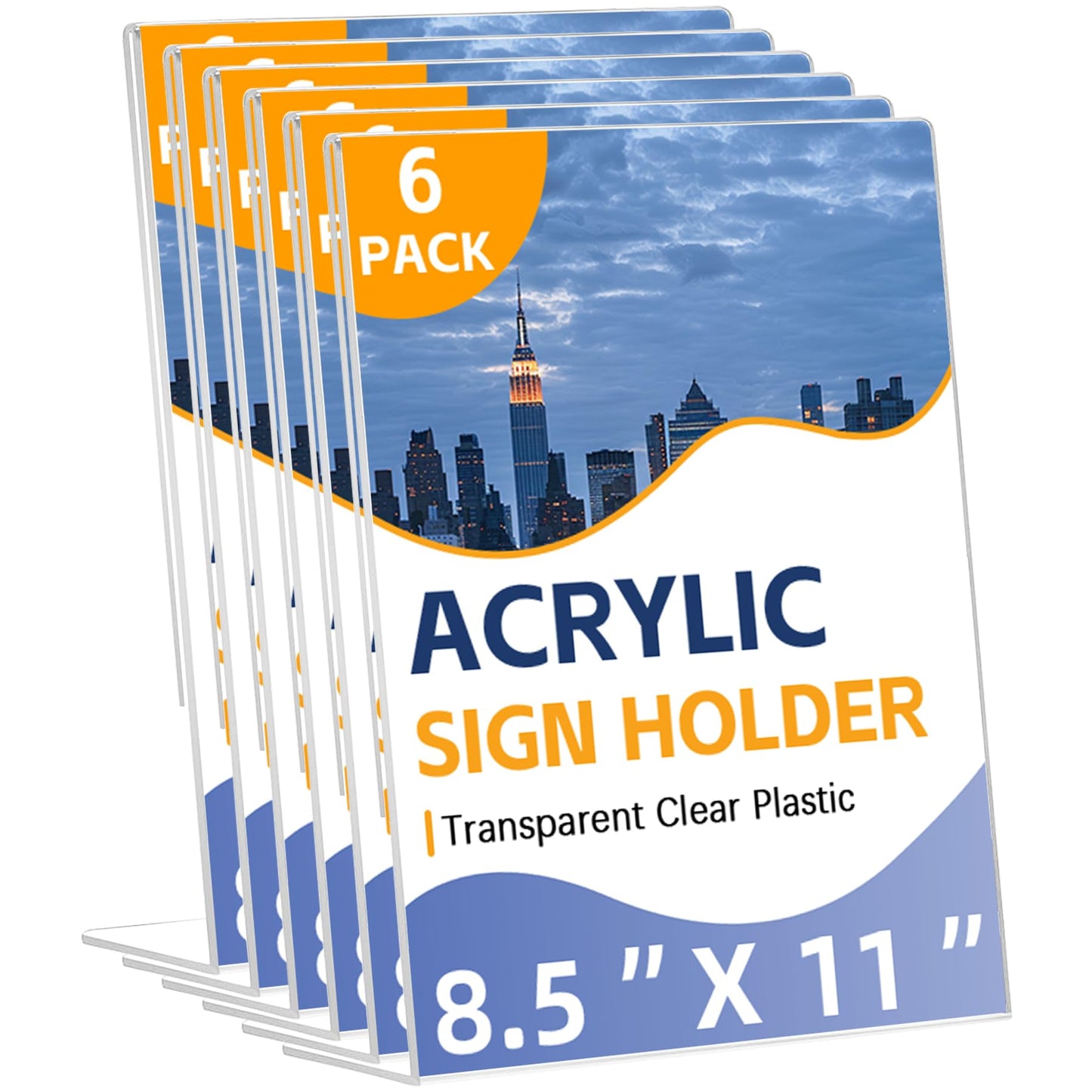 Acrylic Sign Holder 8.5x11, 6 Pack Clear L-Shape Display Stand – Tabletop Solution for Menus, Flyers & Papers, Ideal for Restaurants, Stores & Offices