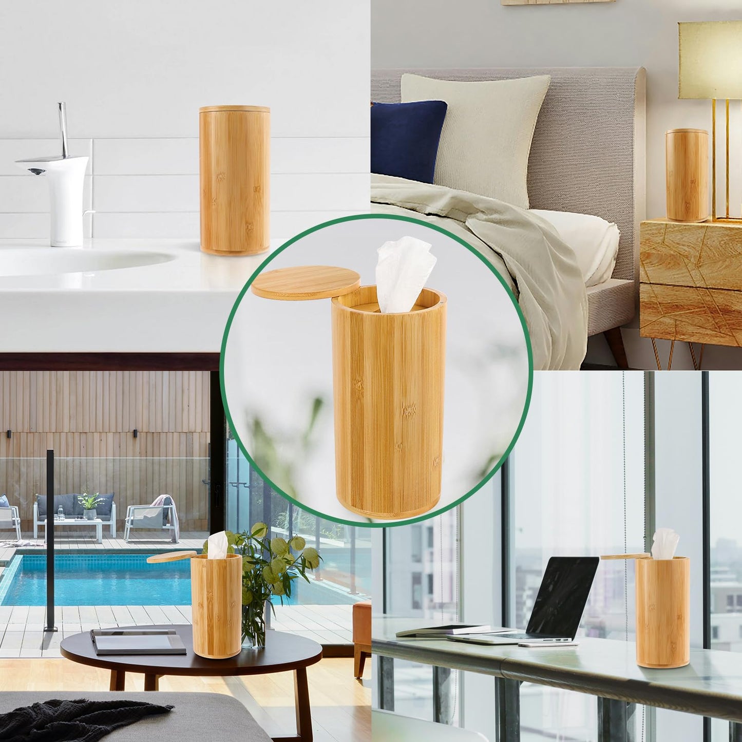 Axcoix Bamboo Wipes Dispenser Container, Disinfecting Wipes Container Holder Fit for Disinfecting Wipes, Flushable Wipes Dispenser for Bathroom Kitchen Home