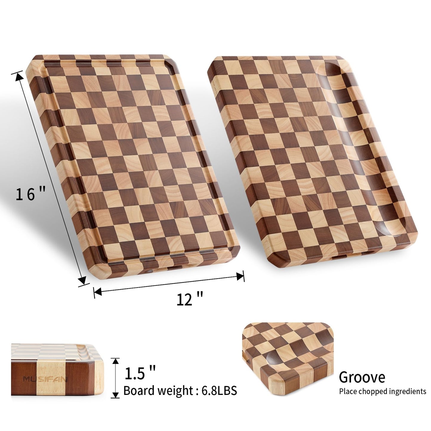 Acacia Wood Cutting Boards for Kitchen-Large Wooden Cutting Boards for Chopping Meat, Cheese, Fruits, and Vegetables