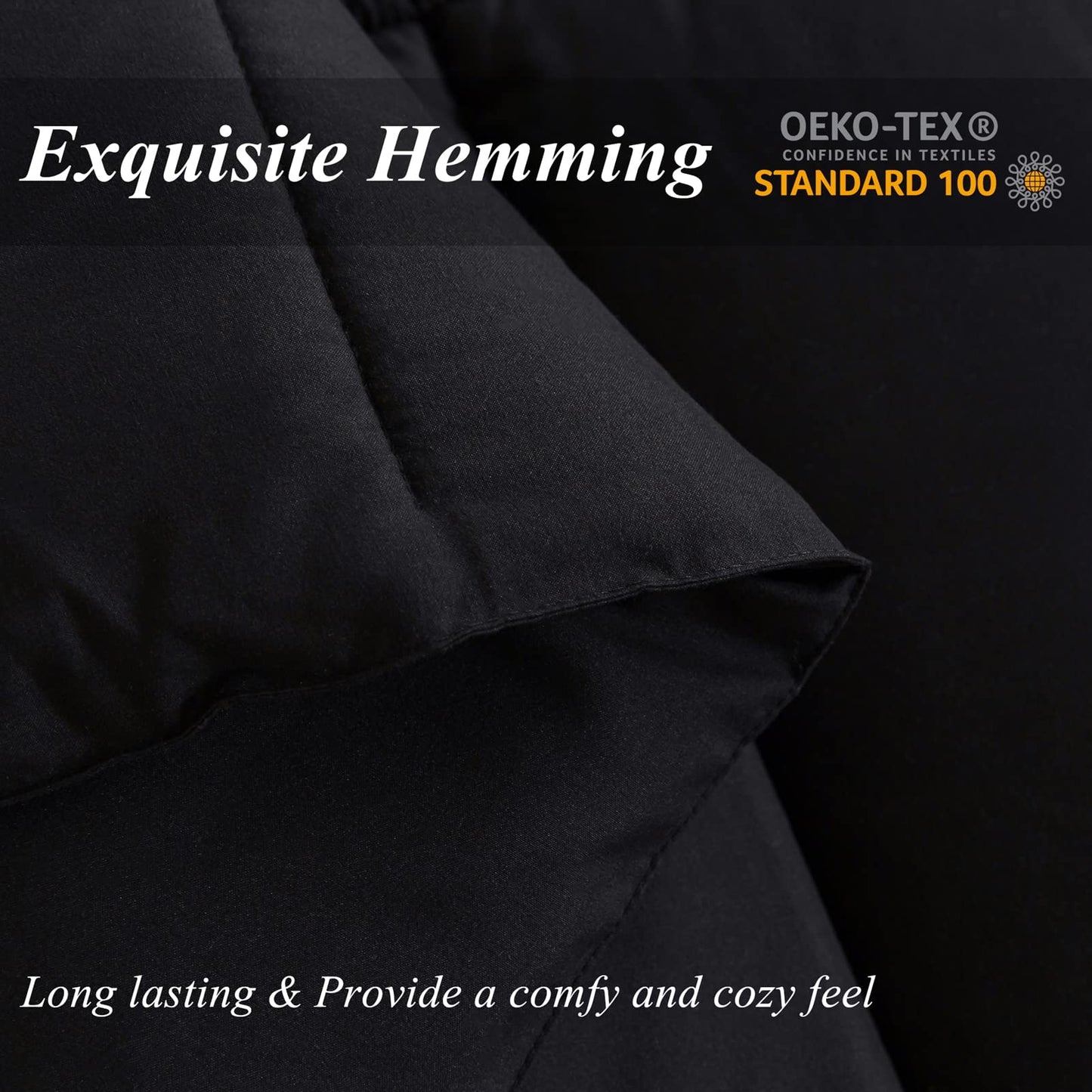 ELNIDO QUEEN All-Season Black Down Alternative Quilted Comforter- Corner Duvet Tabs-Machine Washable-Duvet Insert or Stand-Alone Lightweight Comforter-Queen Size(88×92 Inch)