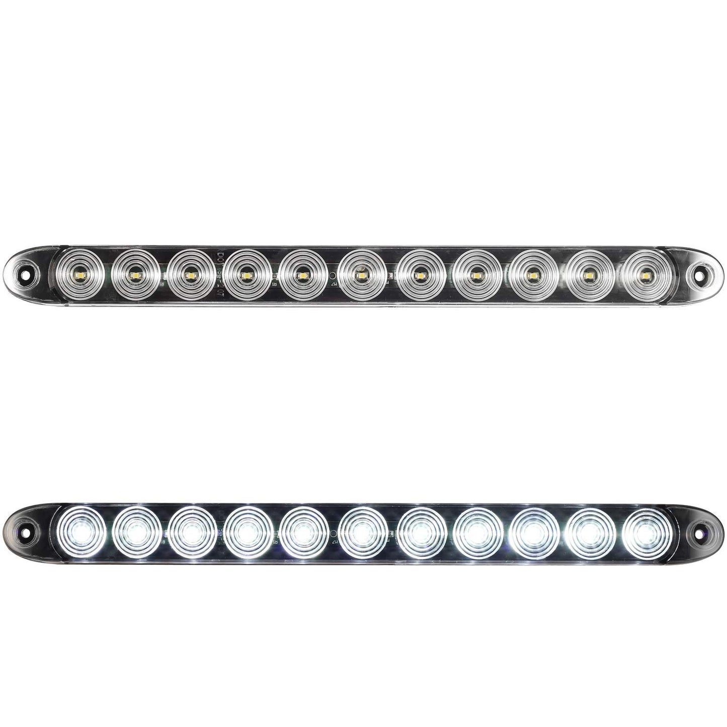 Partsam 2Pcs 15" Inch White Led Trailer Reverse Backup Light Bars Clear Lens, Sealed 11 LED Flange Mount Trailer Truck 15" Inch Reverse White Light Bar Utility Marker Light Bar RV Front Access Light
