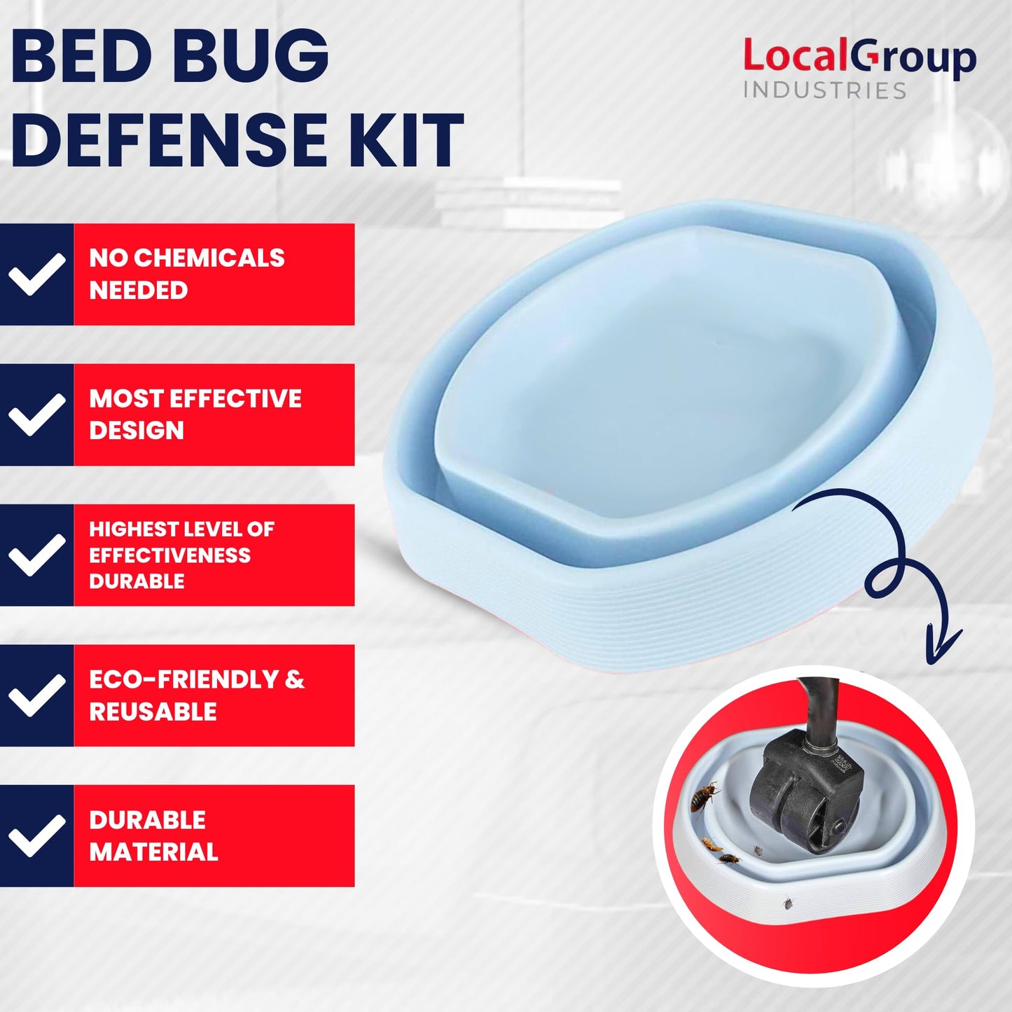 Bed Bug Trap — 8 Pack | Eco Friendly Bed Bug Interceptors for Bed Legs - Insect Detector, Interceptor & Monitors for Indoor Home (White)